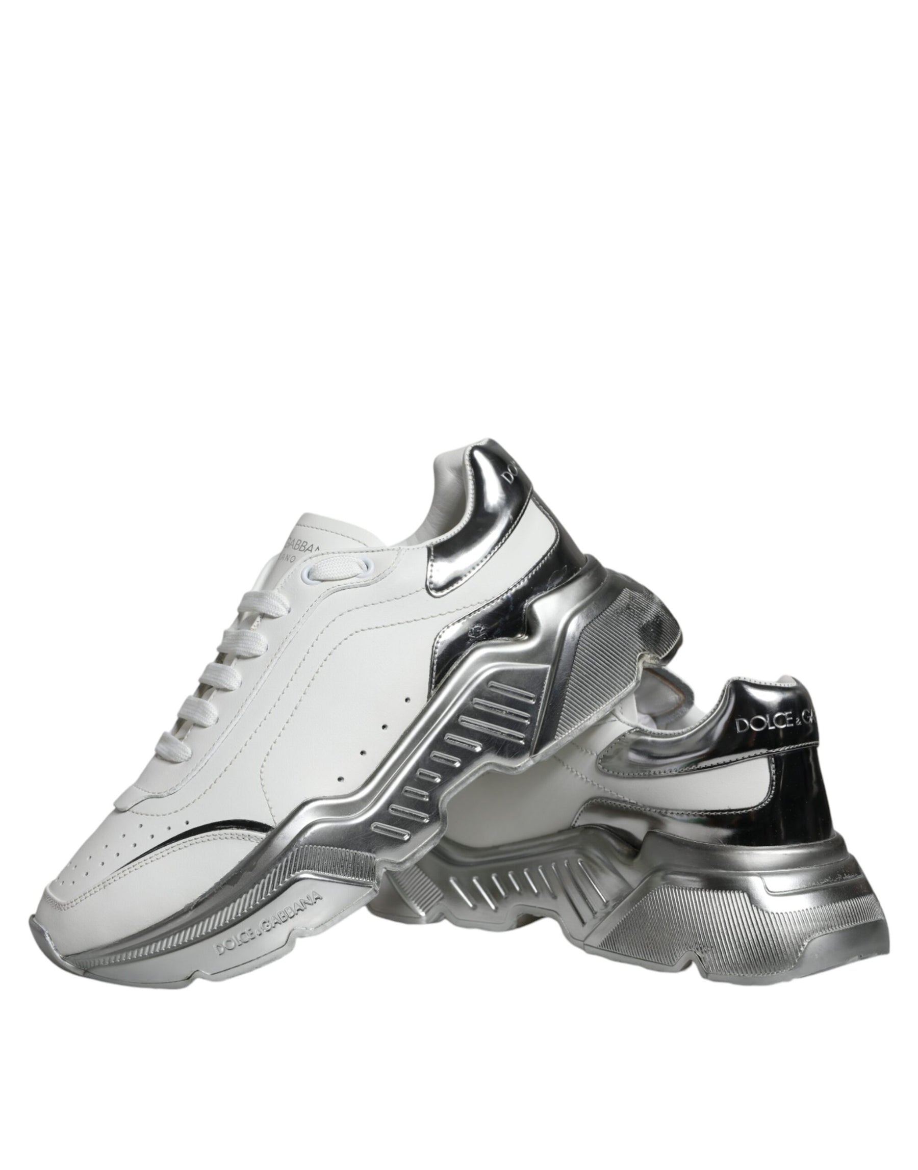 Dolce & Gabbana White Silver Daymaster Low Top Sneakers Shoes | Regal Royce