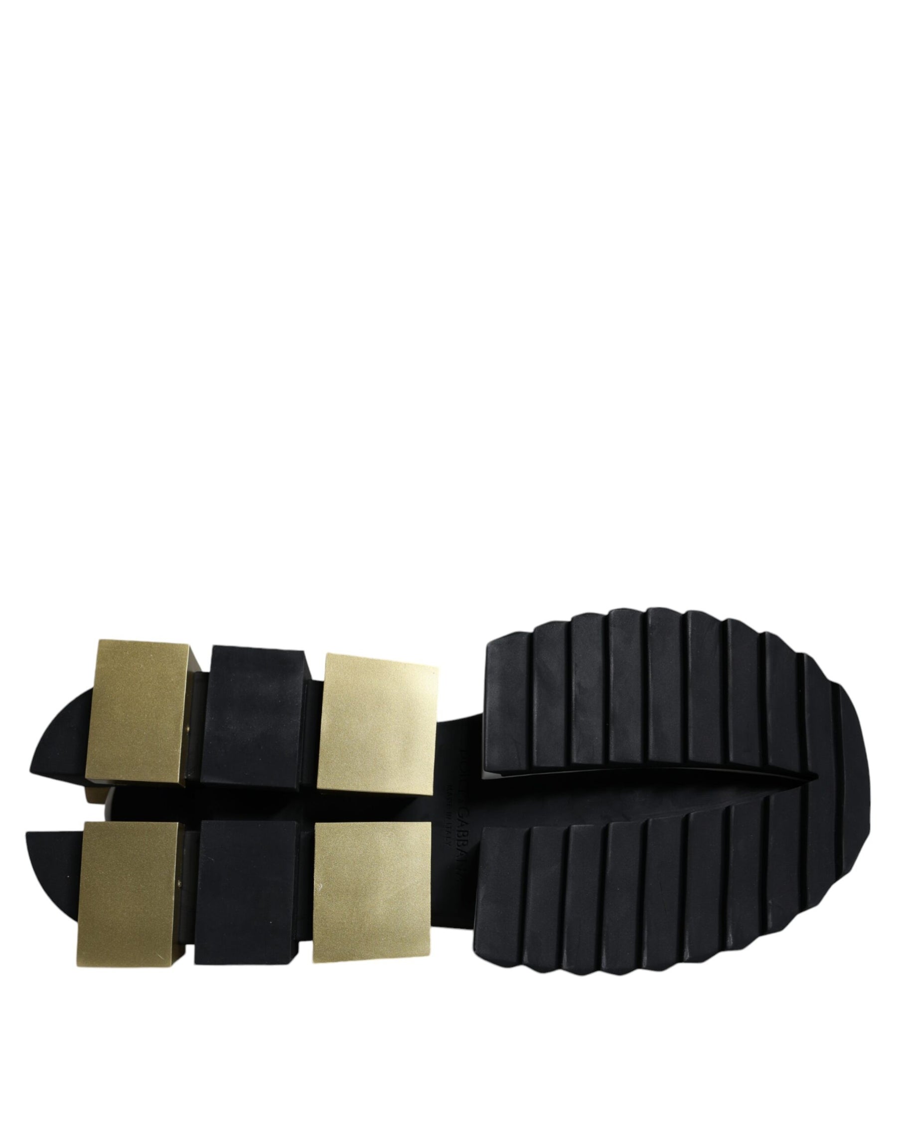 Dolce & Gabbana White Gold Black Leather SUPER KING Sneakers Shoes | Regal Royce