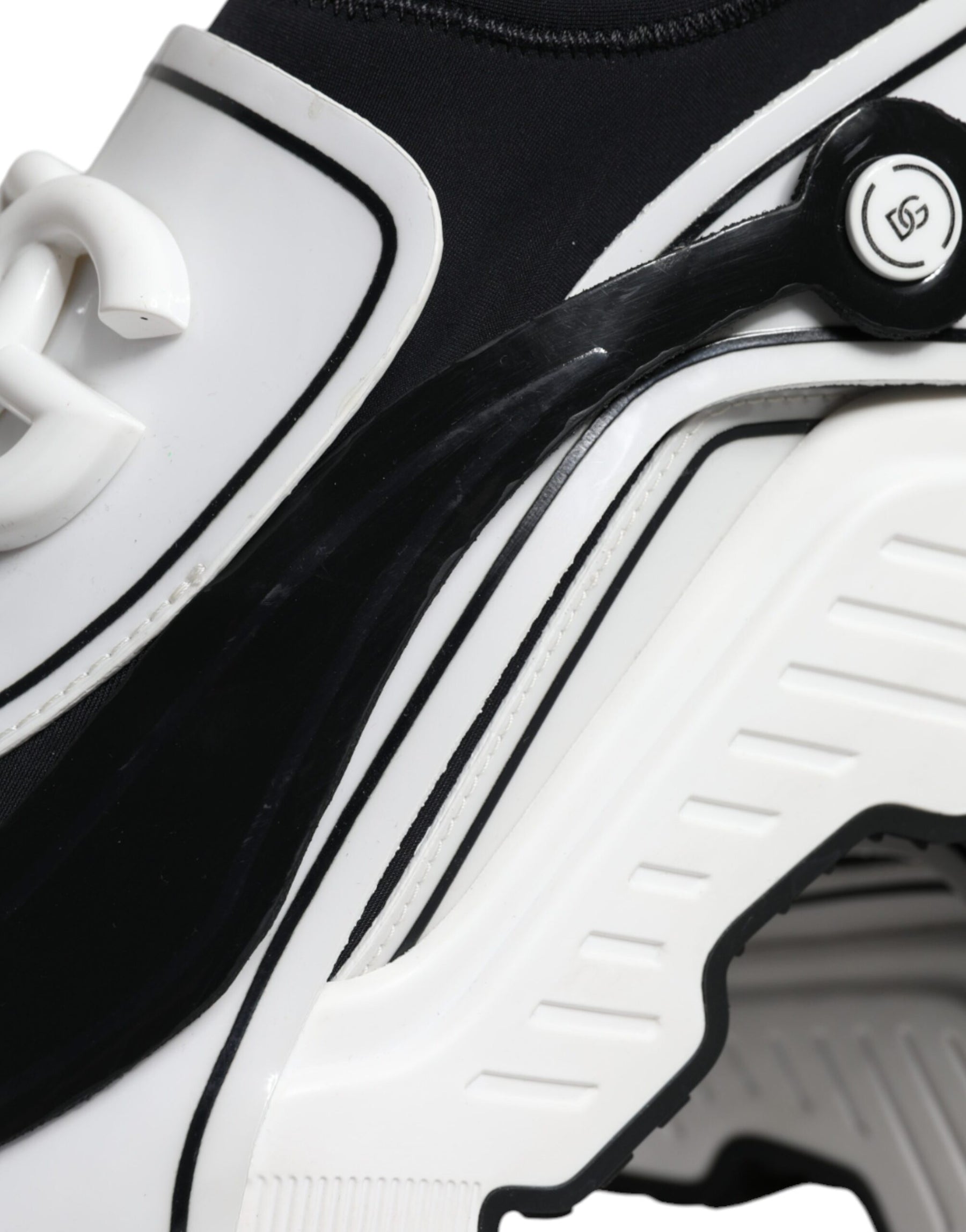 Dolce & Gabbana White Black Logo Plaque Daymaster Sneakers Shoes | Regal Royce