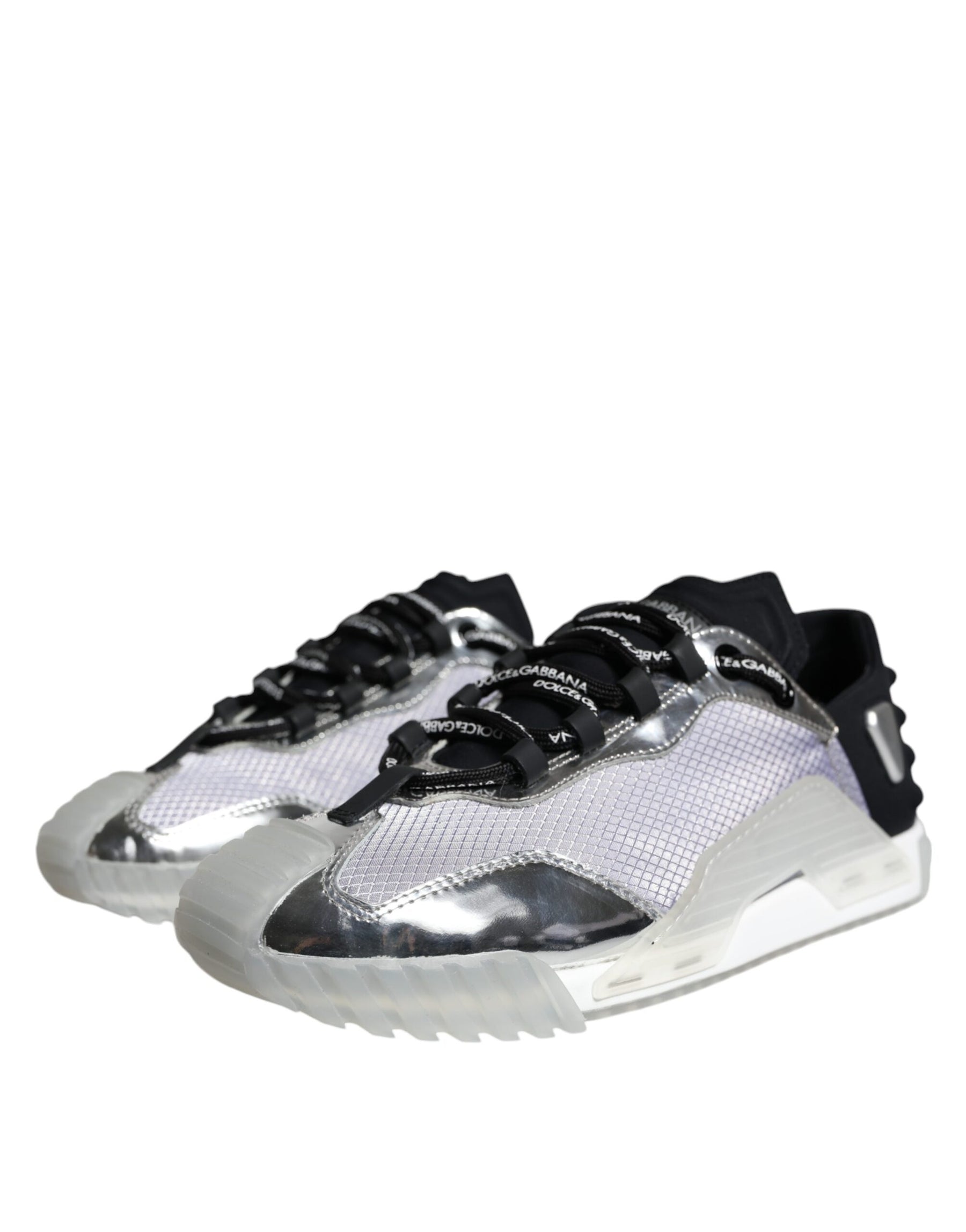 Dolce & Gabbana Silver Black Nylon NS1 Low Top Sneakers Shoes | Regal Royce