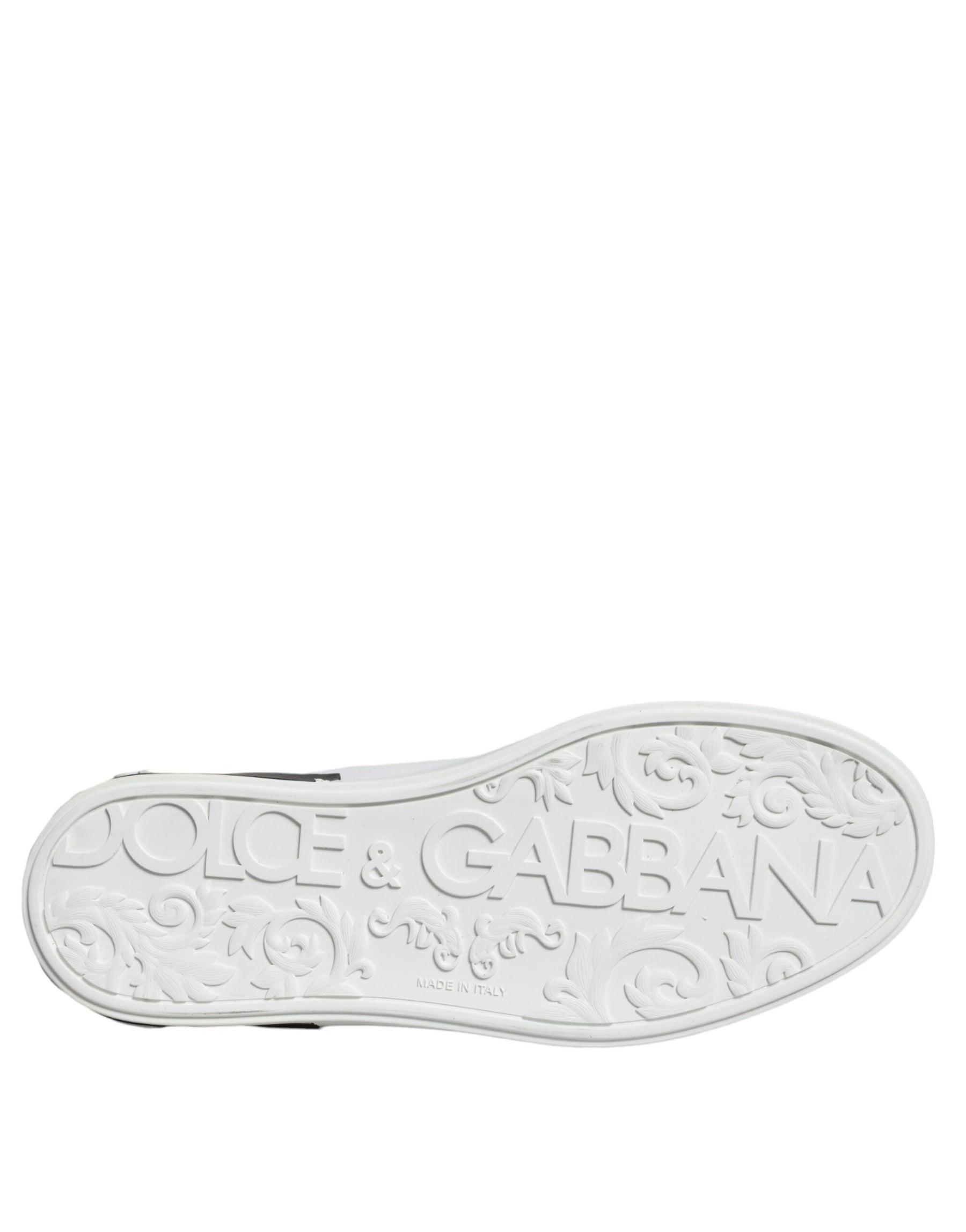 Dolce & Gabbana Black Leather Logo Portofino Sneaker Shoes | Regal Royce