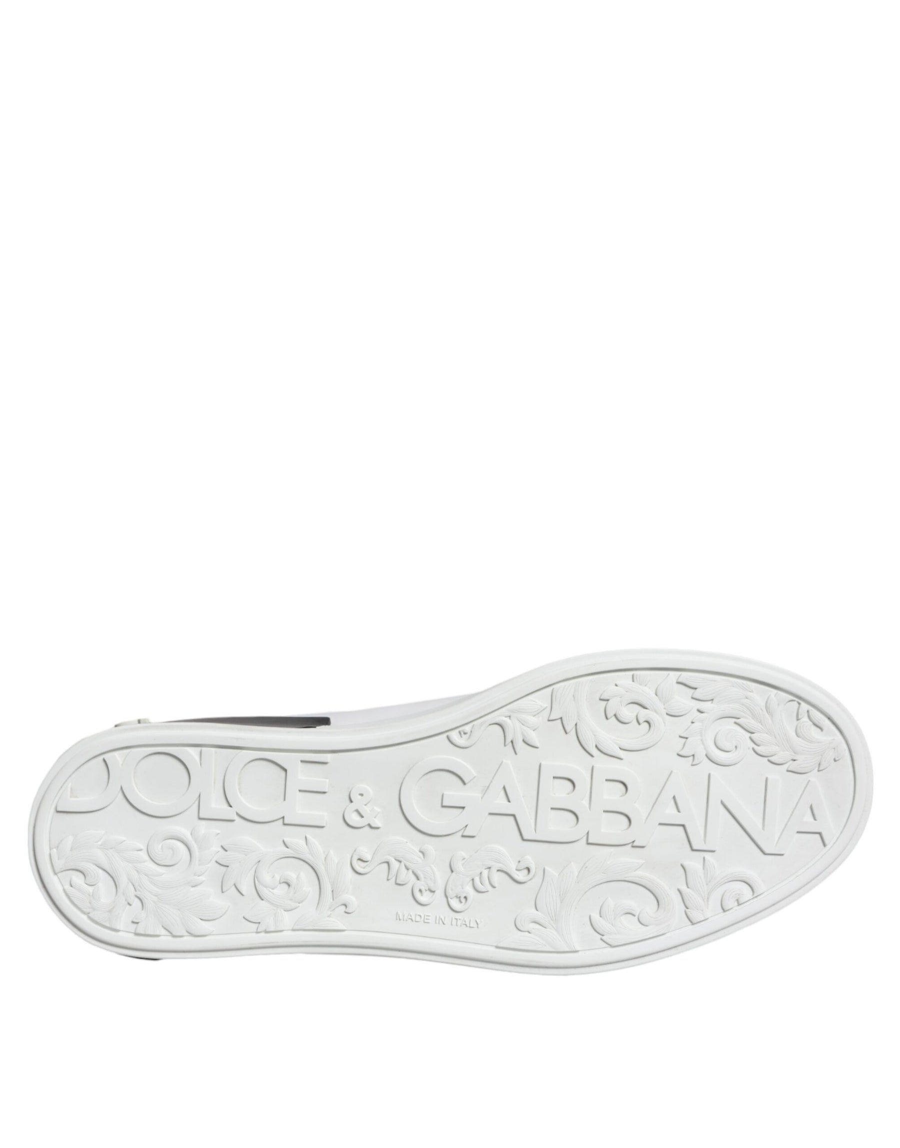 Dolce & Gabbana Black Leather Logo Portofino Sneaker Shoes | Regal Royce