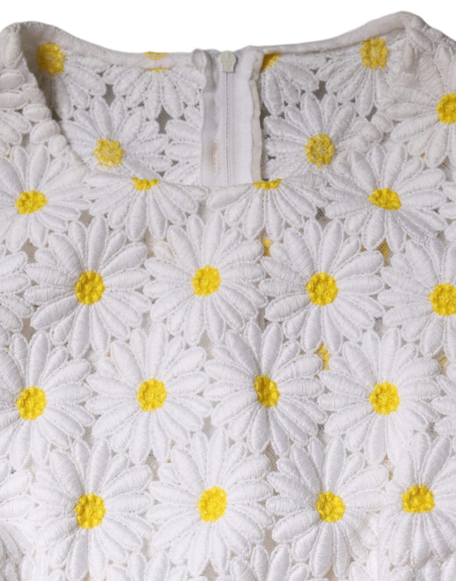 Dolce & Gabbana White Daisy Macrame Lace Sheath Midi Dress | Regal Royce