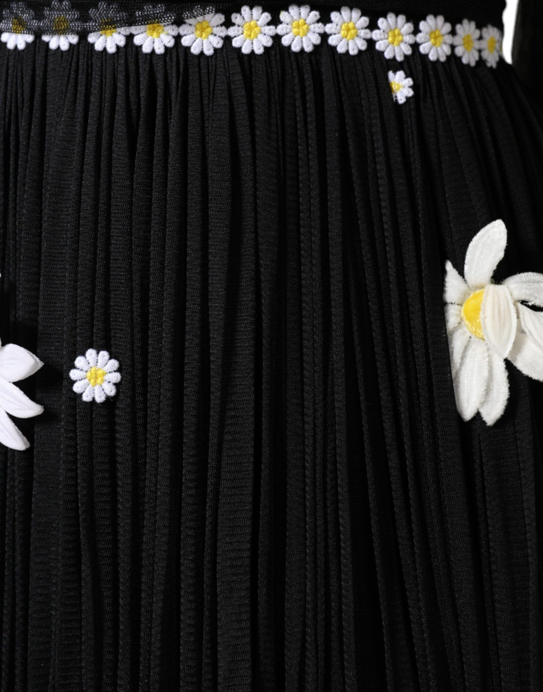 Dolce & Gabbana Black Silk Daisy A-line Long Maxi Dress | Regal Royce