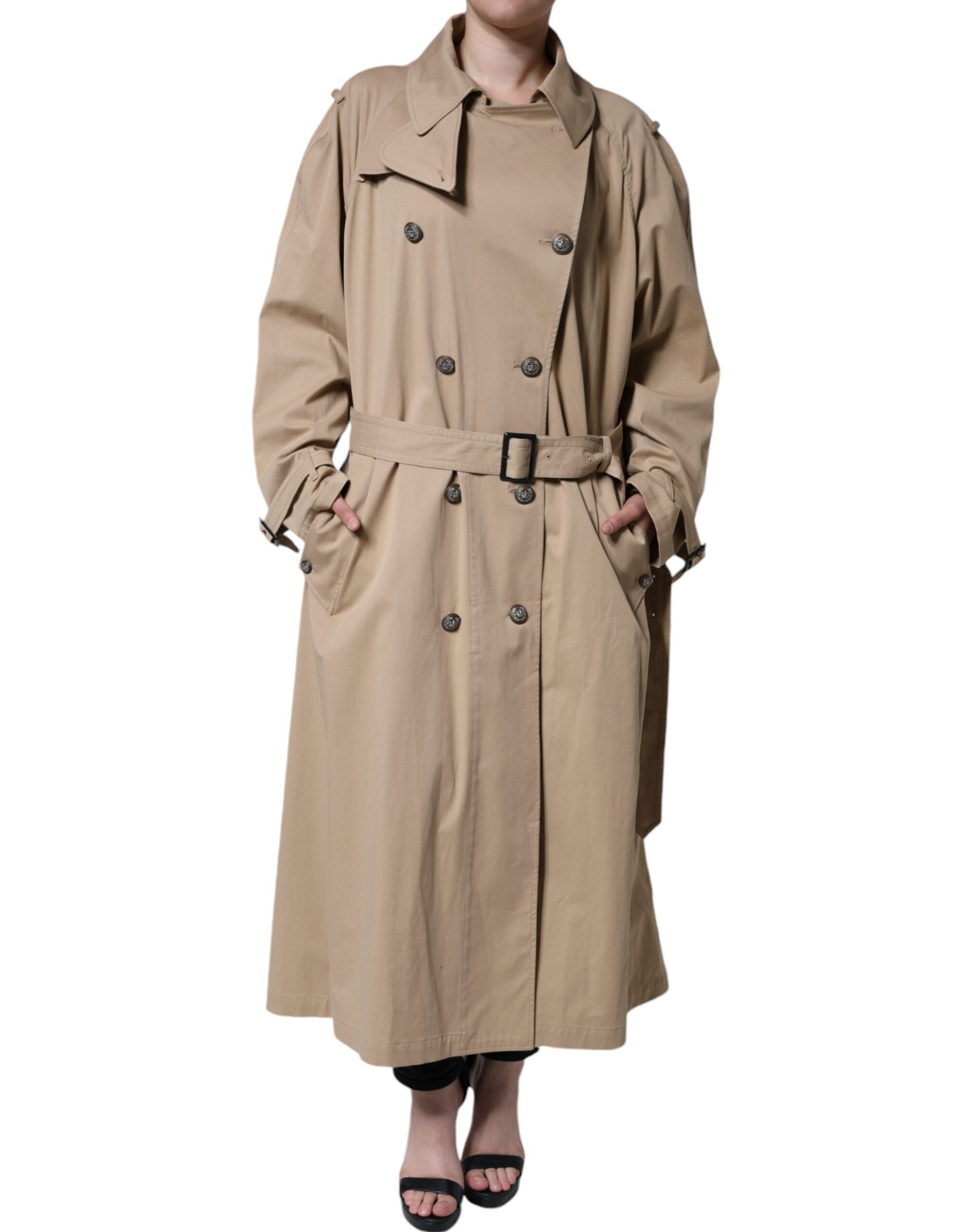 Dolce & Gabbana Khaki Double Breasted Trench Coat Jacket | Regal Royce