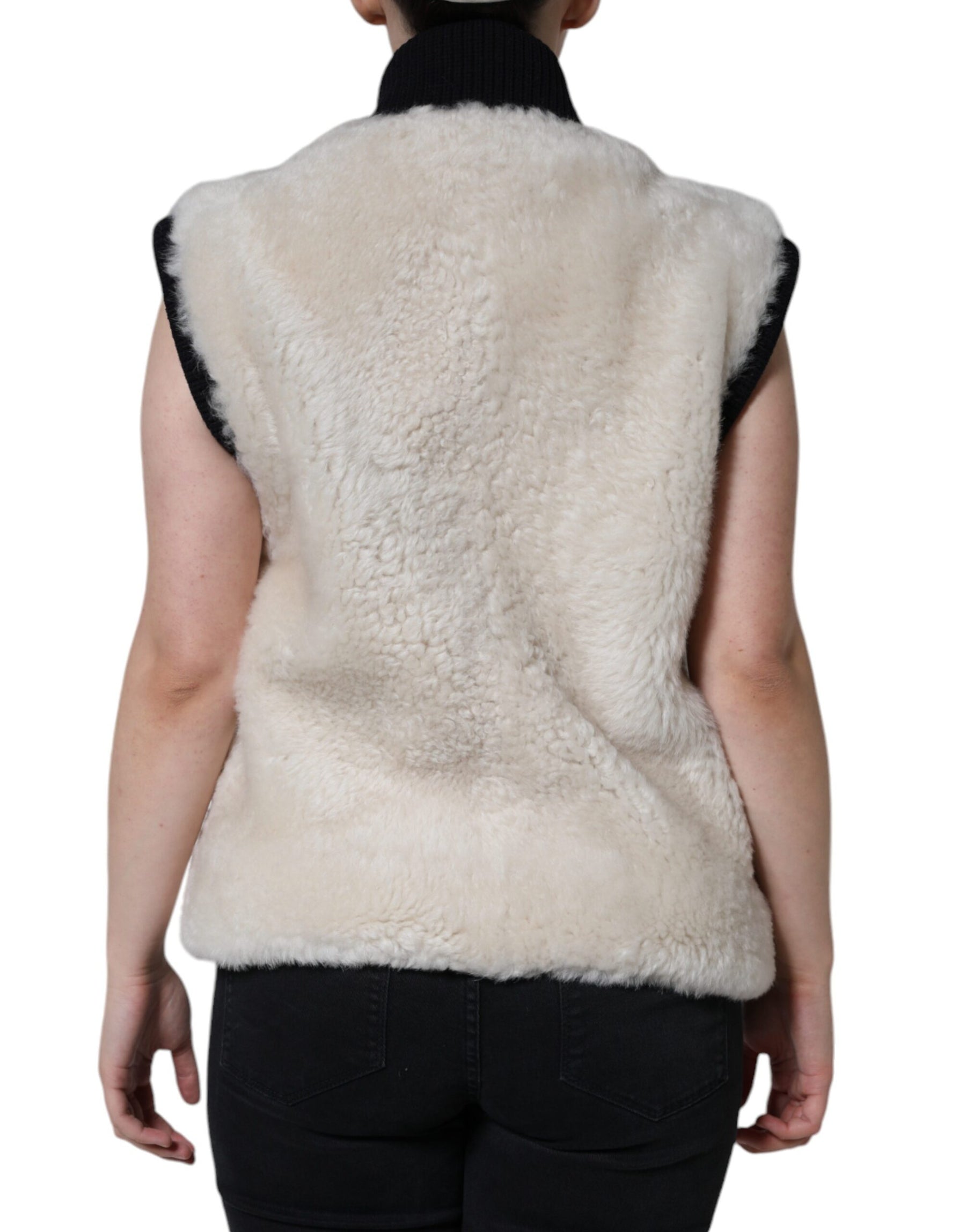 Burberry White WARRENFORD Shearling Leather Vest Coat Jacket | Regal Royce
