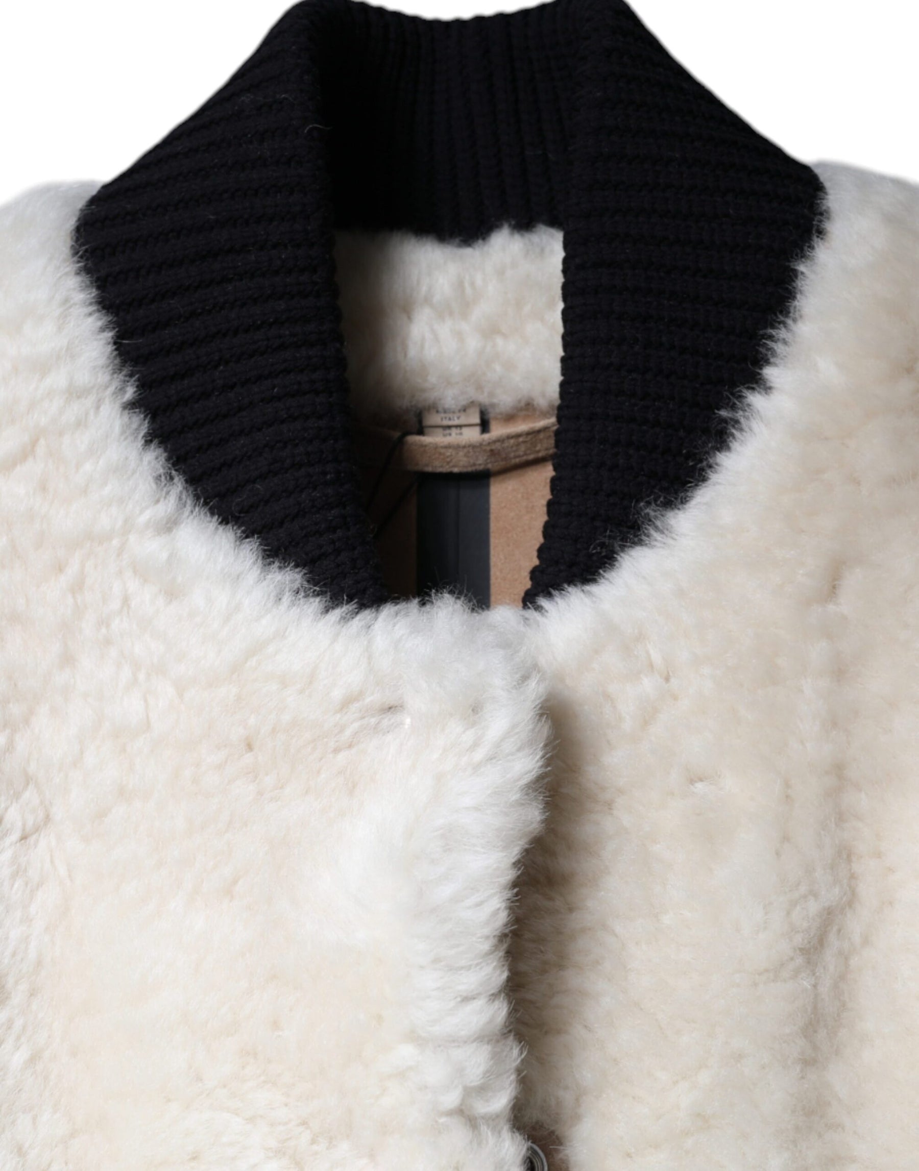 Burberry White WARRENFORD Shearling Leather Vest Coat Jacket | Regal Royce