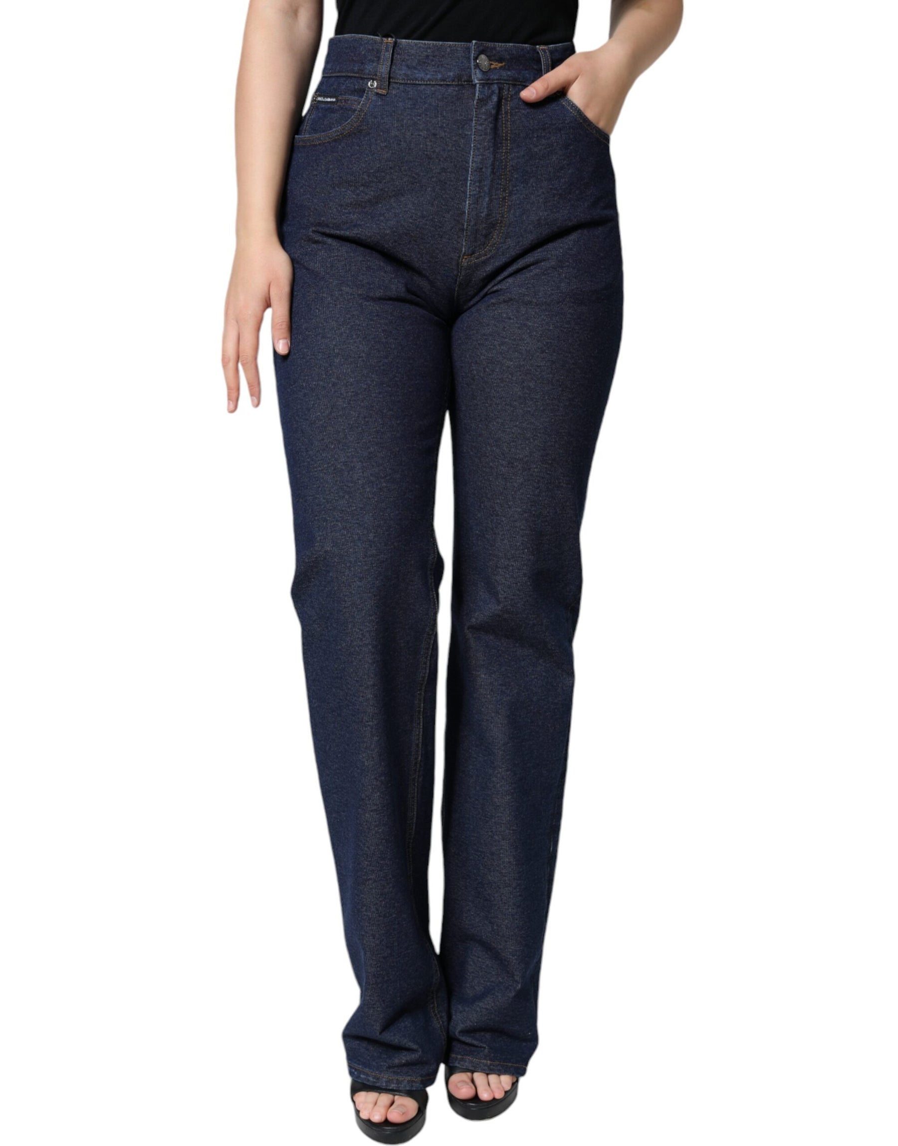 Dolce & Gabbana Dark Blue Cotton Stretch Straight Denim Jeans | Regal Royce