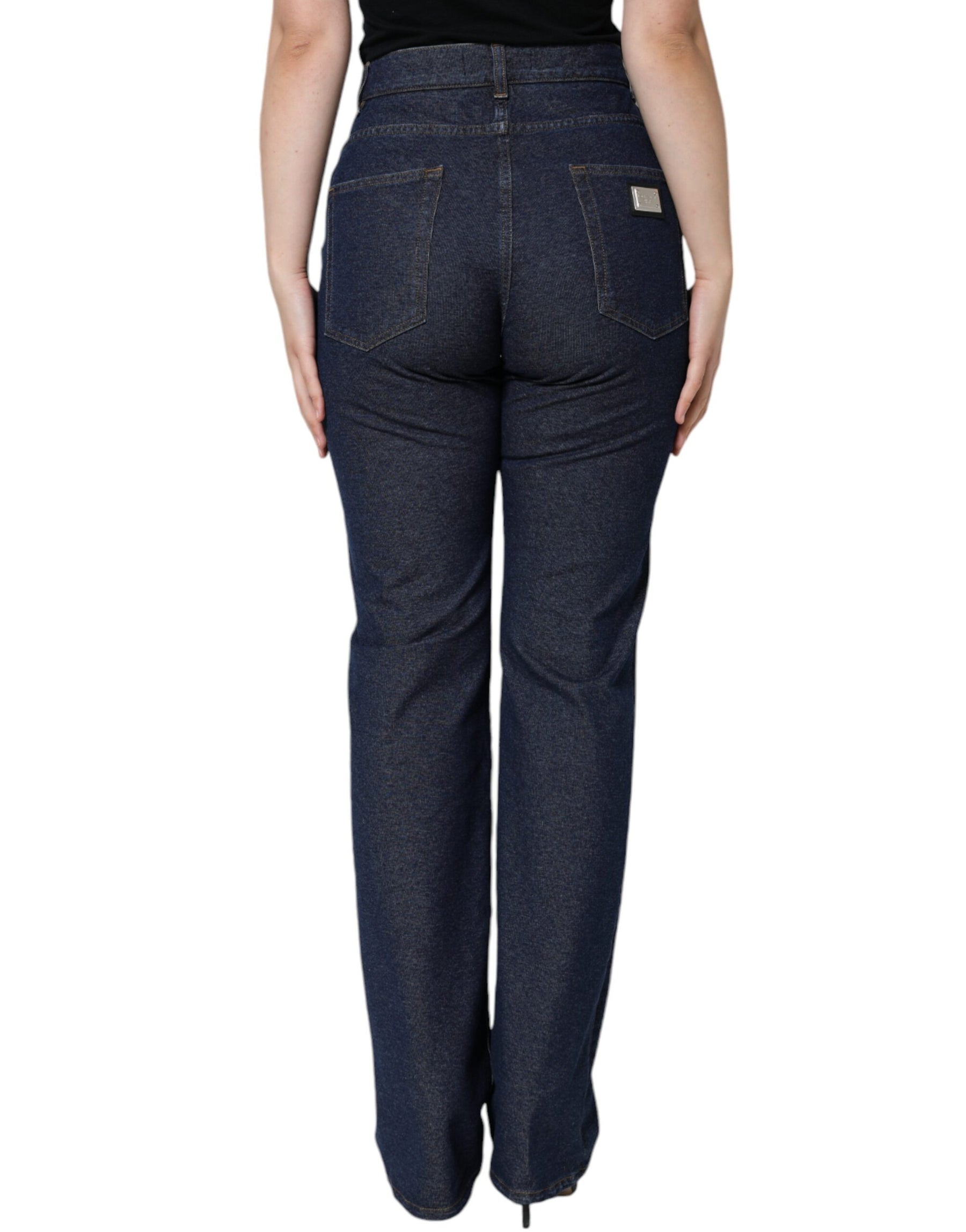 Dolce & Gabbana Dark Blue Cotton Stretch Straight Denim Jeans | Regal Royce