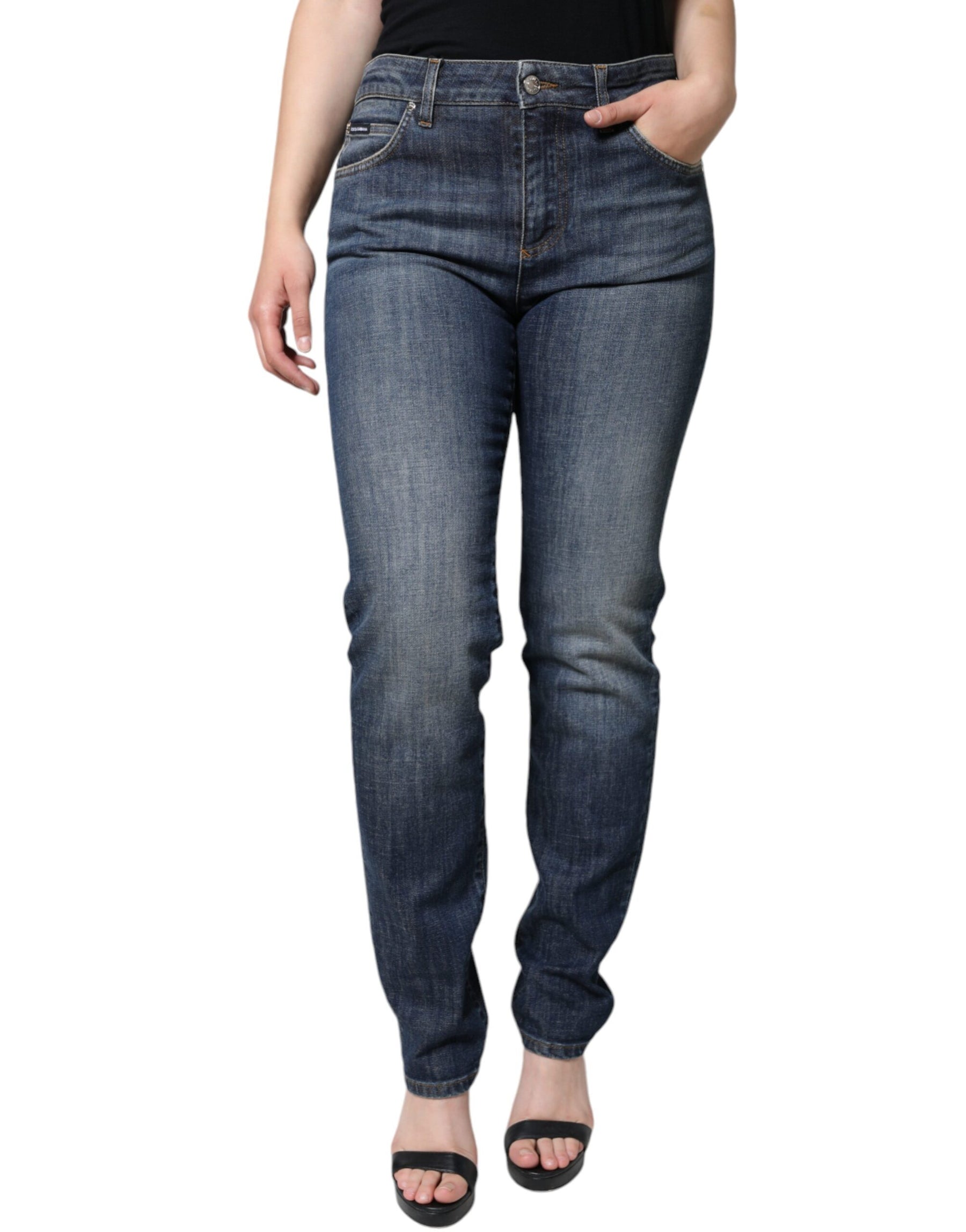 Dolce & Gabbana Dark Blue Cotton Stretch Skinny Denim Jeans | Regal Royce