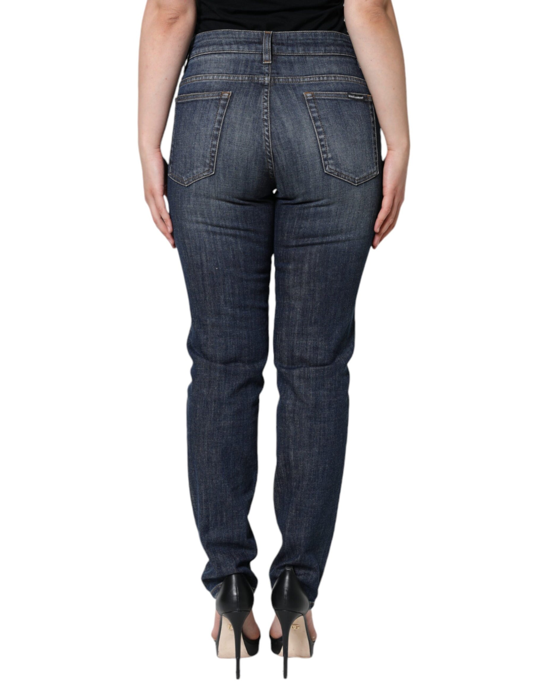 Dolce & Gabbana Dark Blue Cotton Stretch Skinny Denim Jeans | Regal Royce