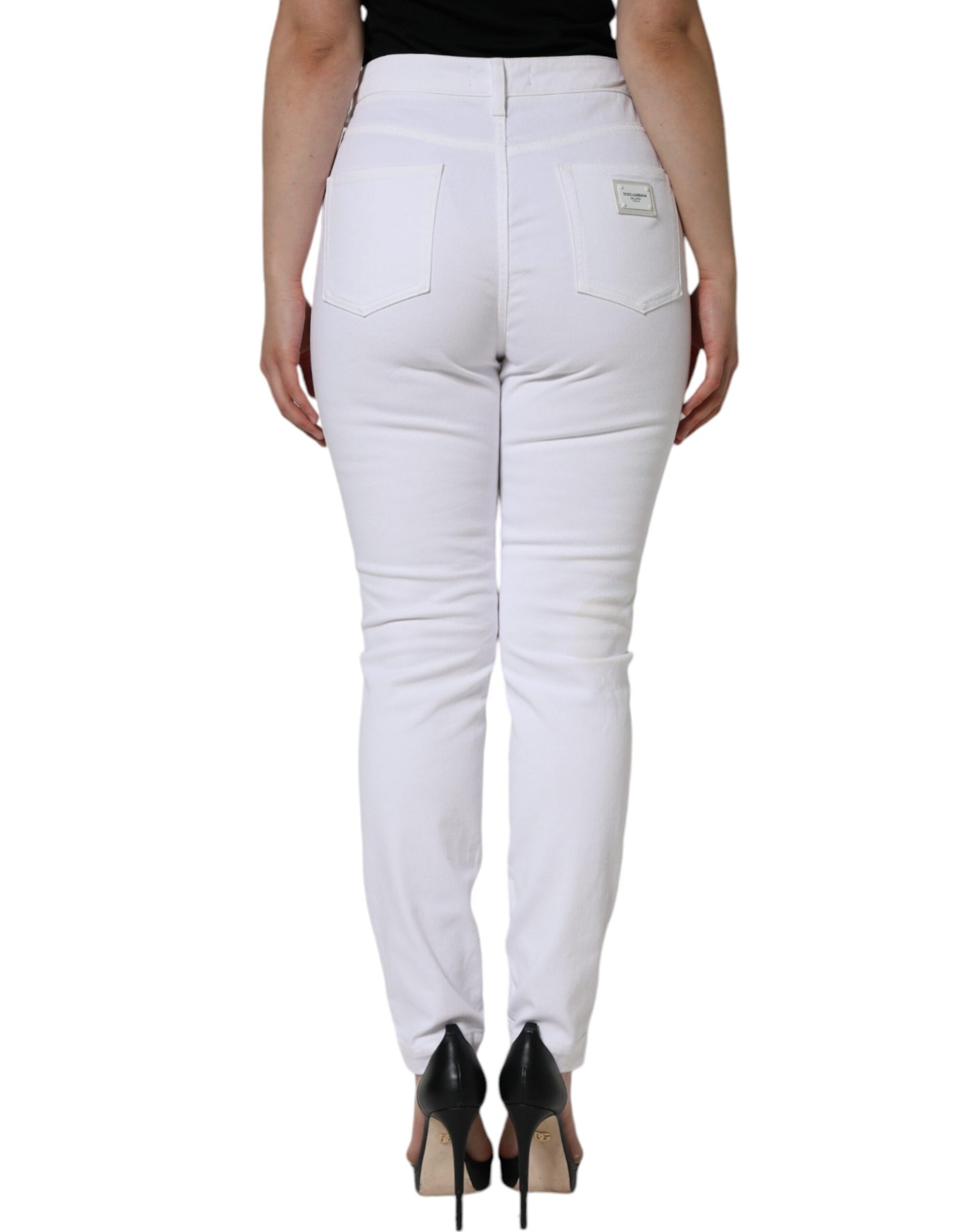 Dolce & Gabbana White Cotton Stretch AUDREY Skinny Jeans | Regal Royce