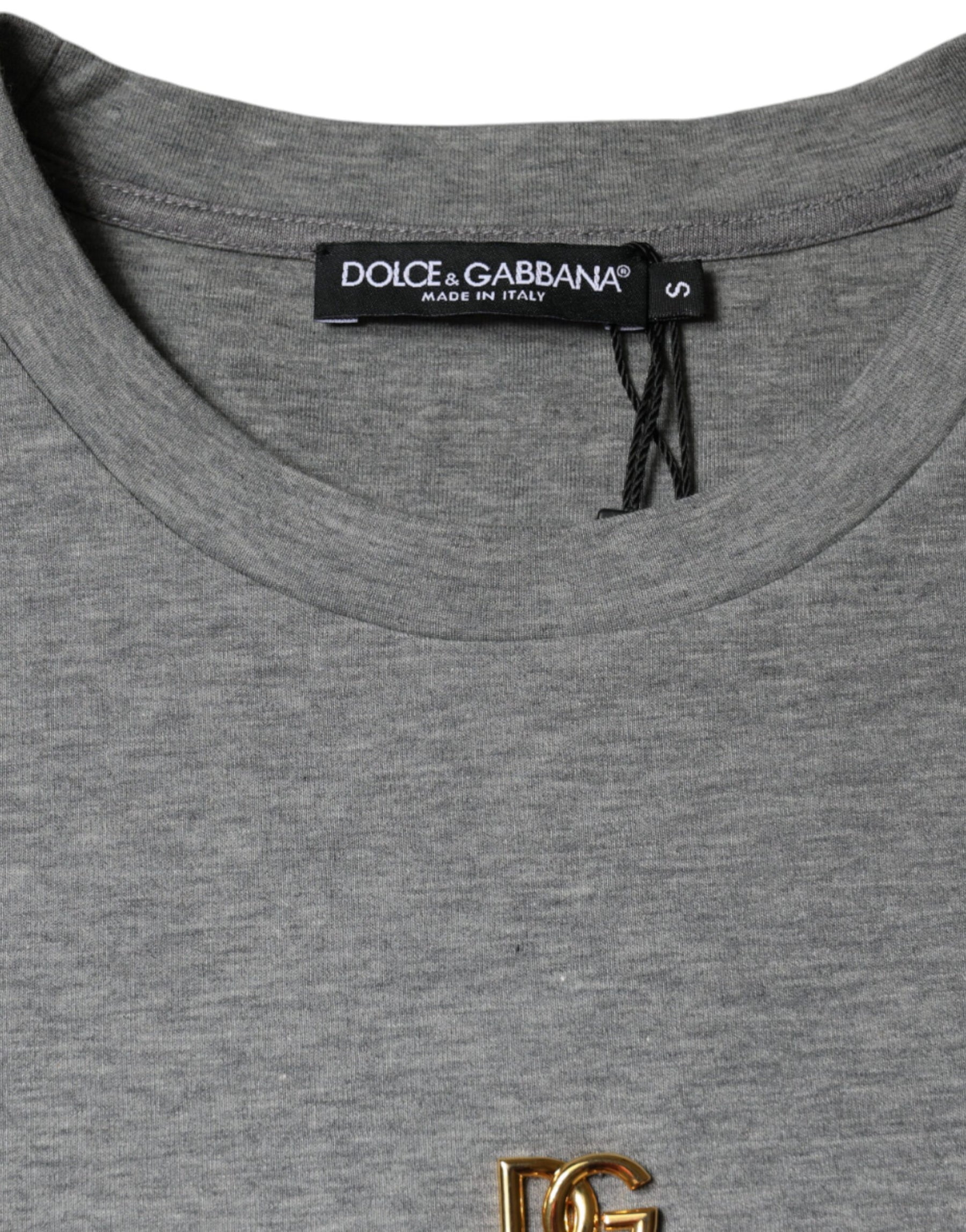 Dolce & Gabbana Gray Cotton Blend Embellished Tee T-shirt | Regal Royce