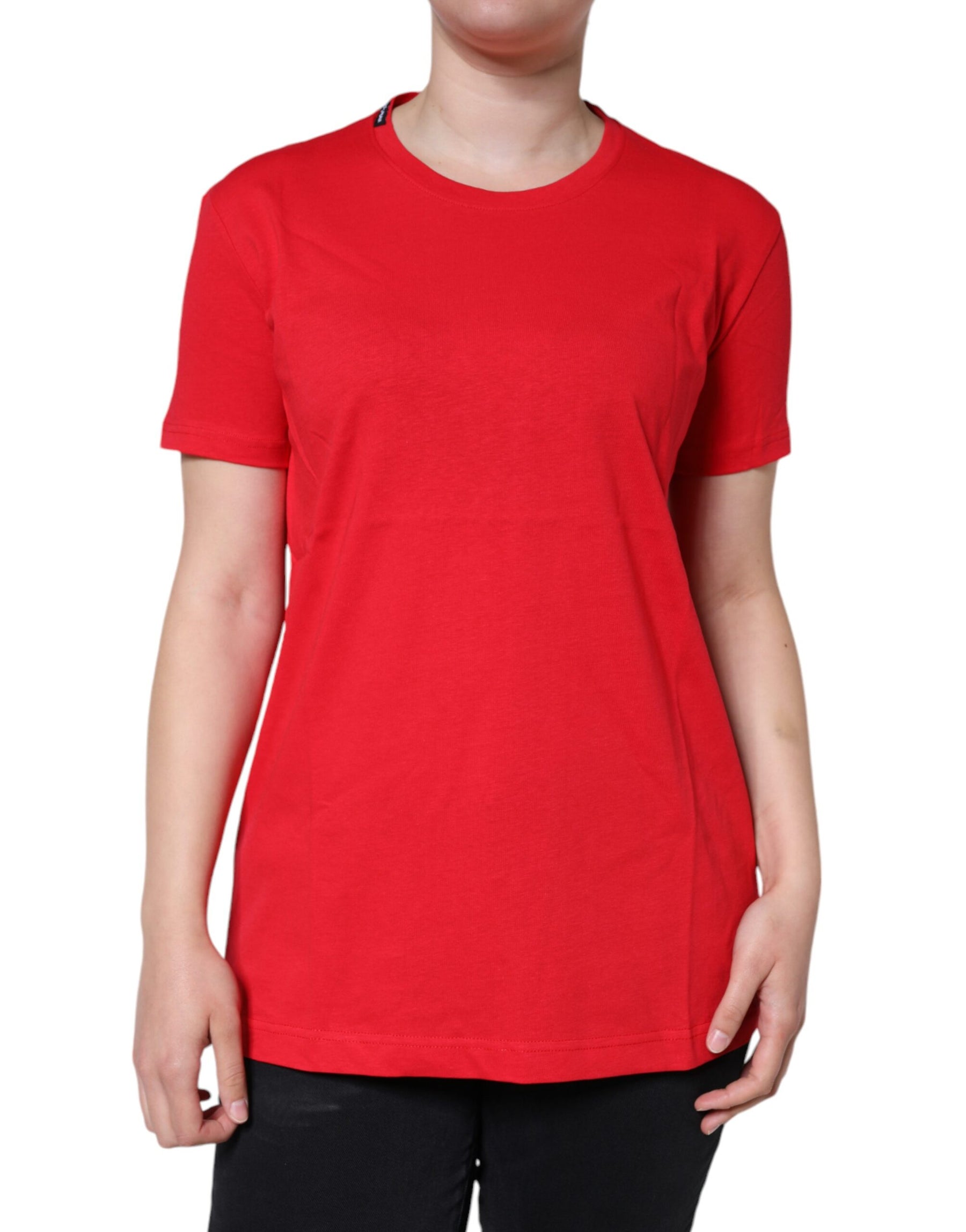 Dolce & Gabbana Red Cotton Crew Neck Short Sleeve Tee T-shirt | Regal Royce