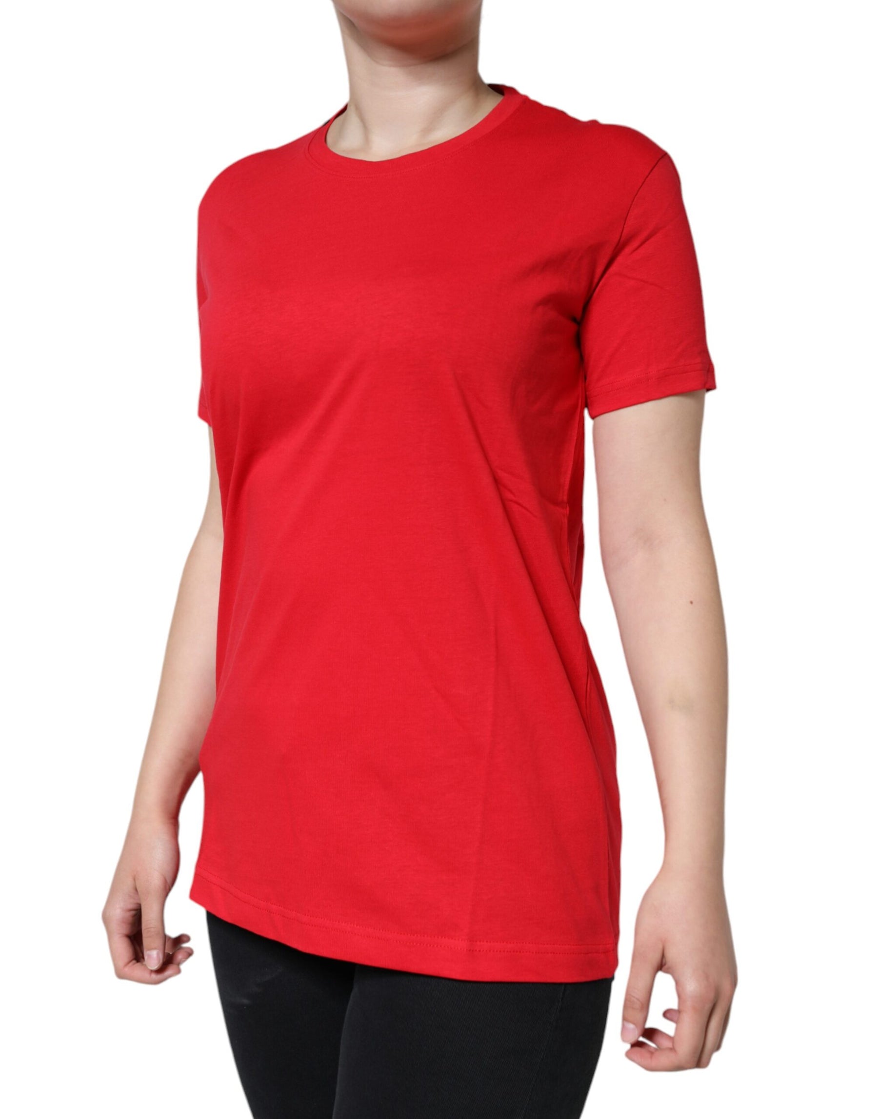 Dolce & Gabbana Red Cotton Crew Neck Short Sleeve Tee T-shirt | Regal Royce