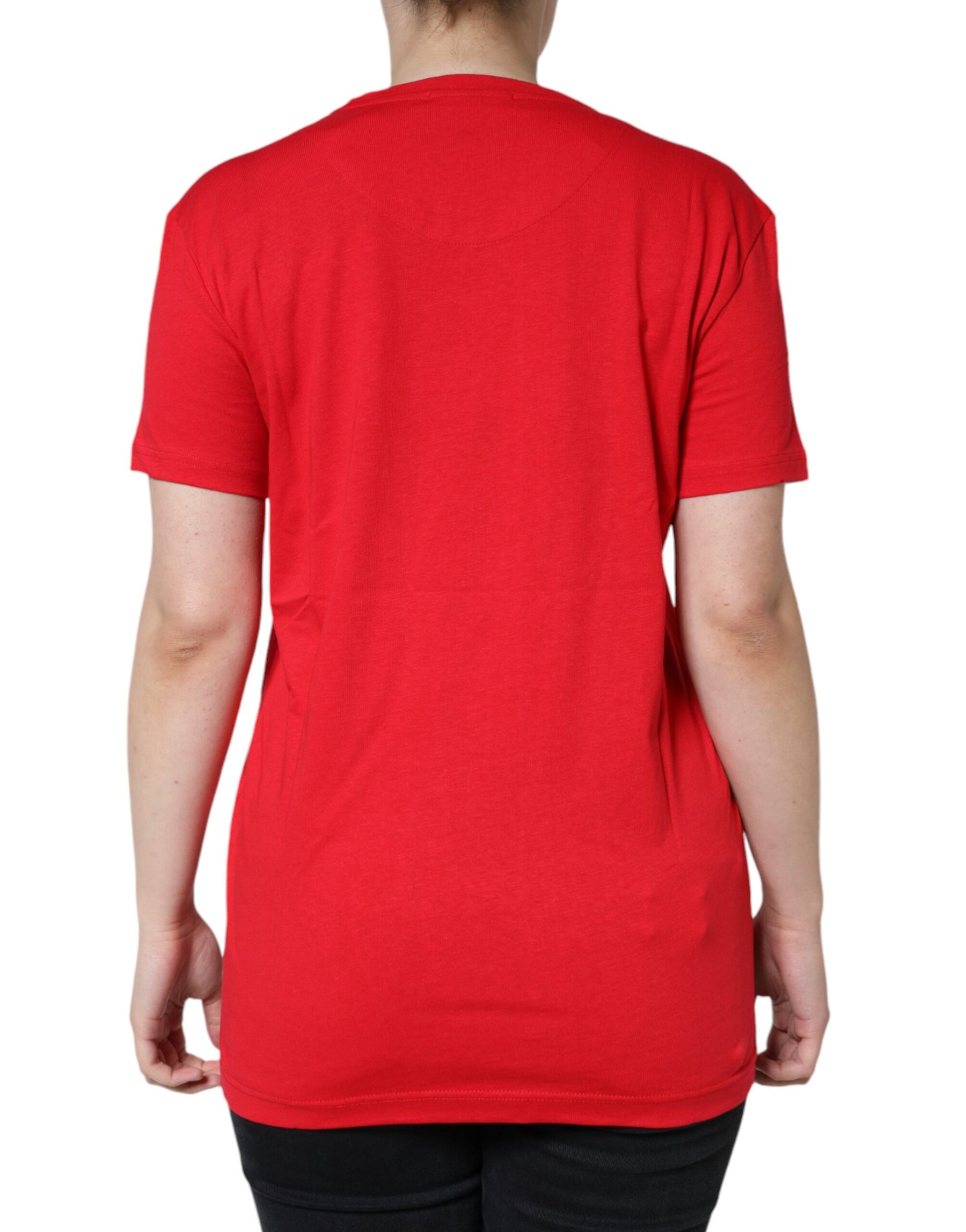 Dolce & Gabbana Red Cotton Crew Neck Short Sleeve Tee T-shirt | Regal Royce
