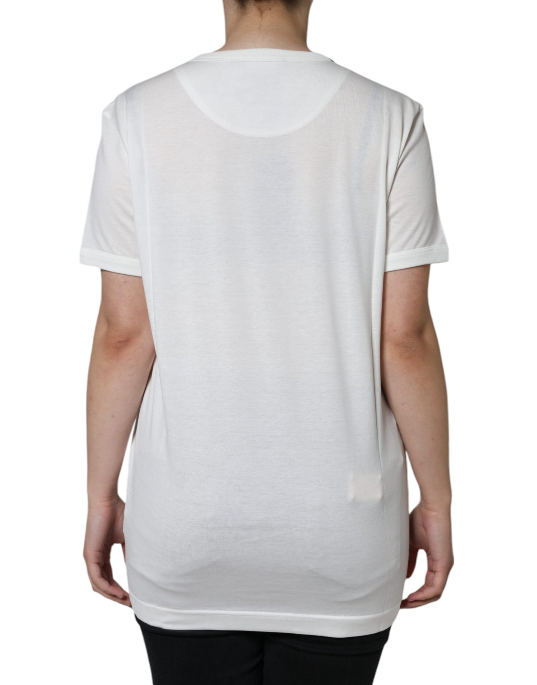 Dolce & Gabbana White Cotton Crew Neck Short Sleeve T-shirt | Regal Royce