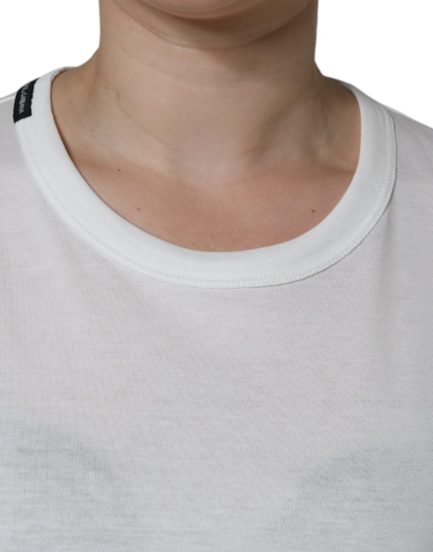 Dolce & Gabbana White Cotton Crew Neck Short Sleeve T-shirt | Regal Royce