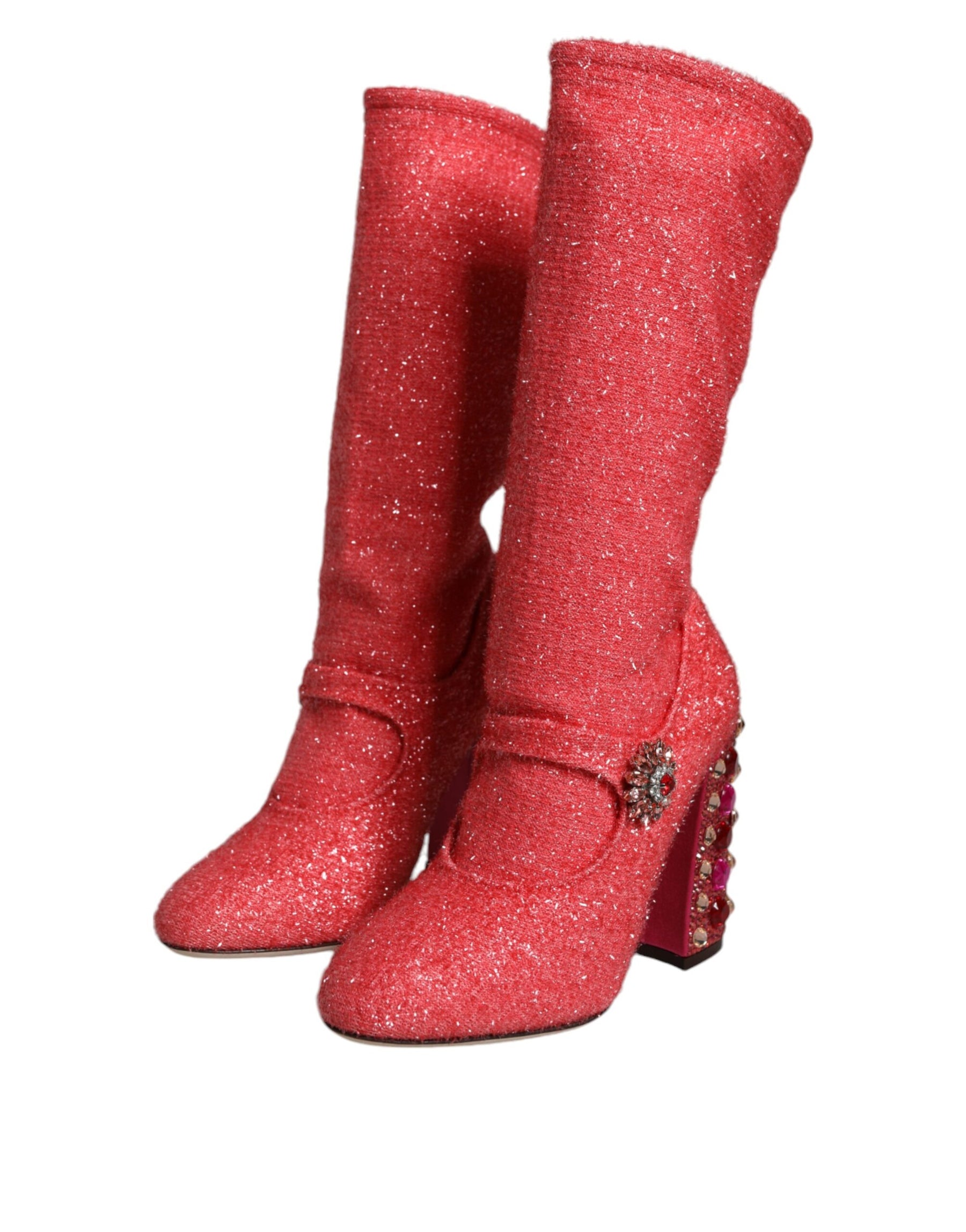 Dolce & Gabbana Pink Crystal Lurex Fantasy High Boots Shoes | Regal Royce