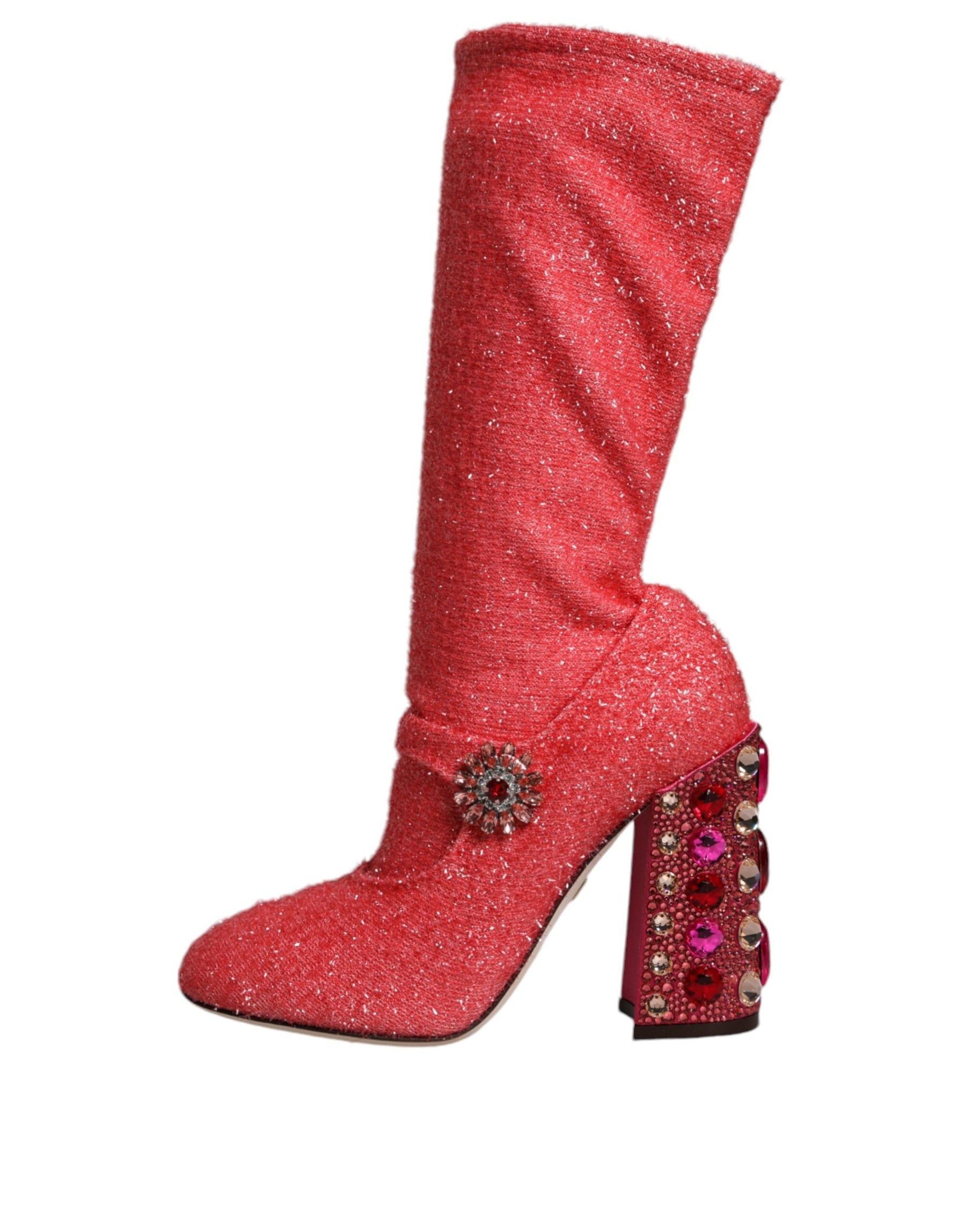 Dolce & Gabbana Pink Crystal Lurex Fantasy High Boots Shoes | Regal Royce