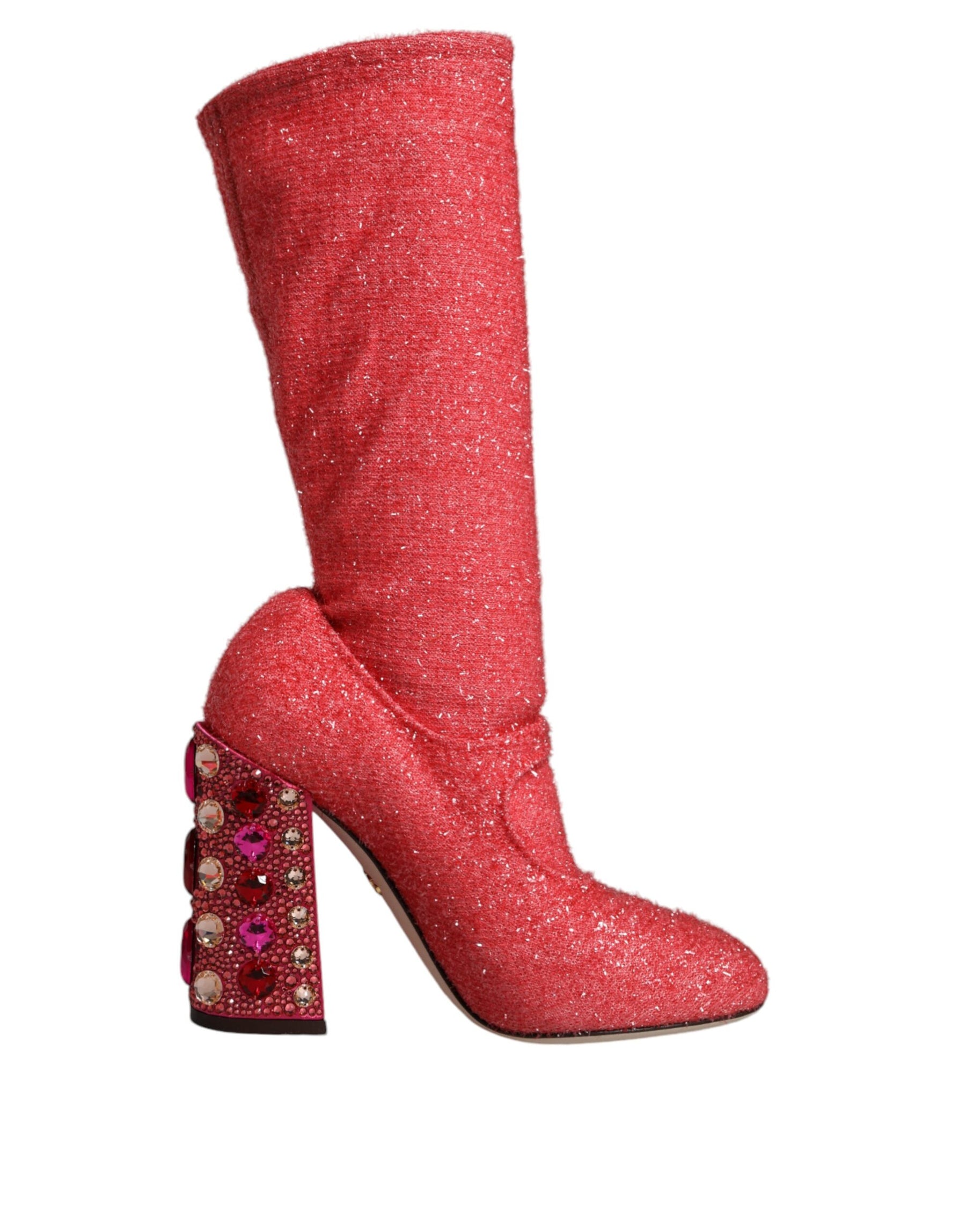 Dolce & Gabbana Pink Crystal Lurex Fantasy High Boots Shoes | Regal Royce
