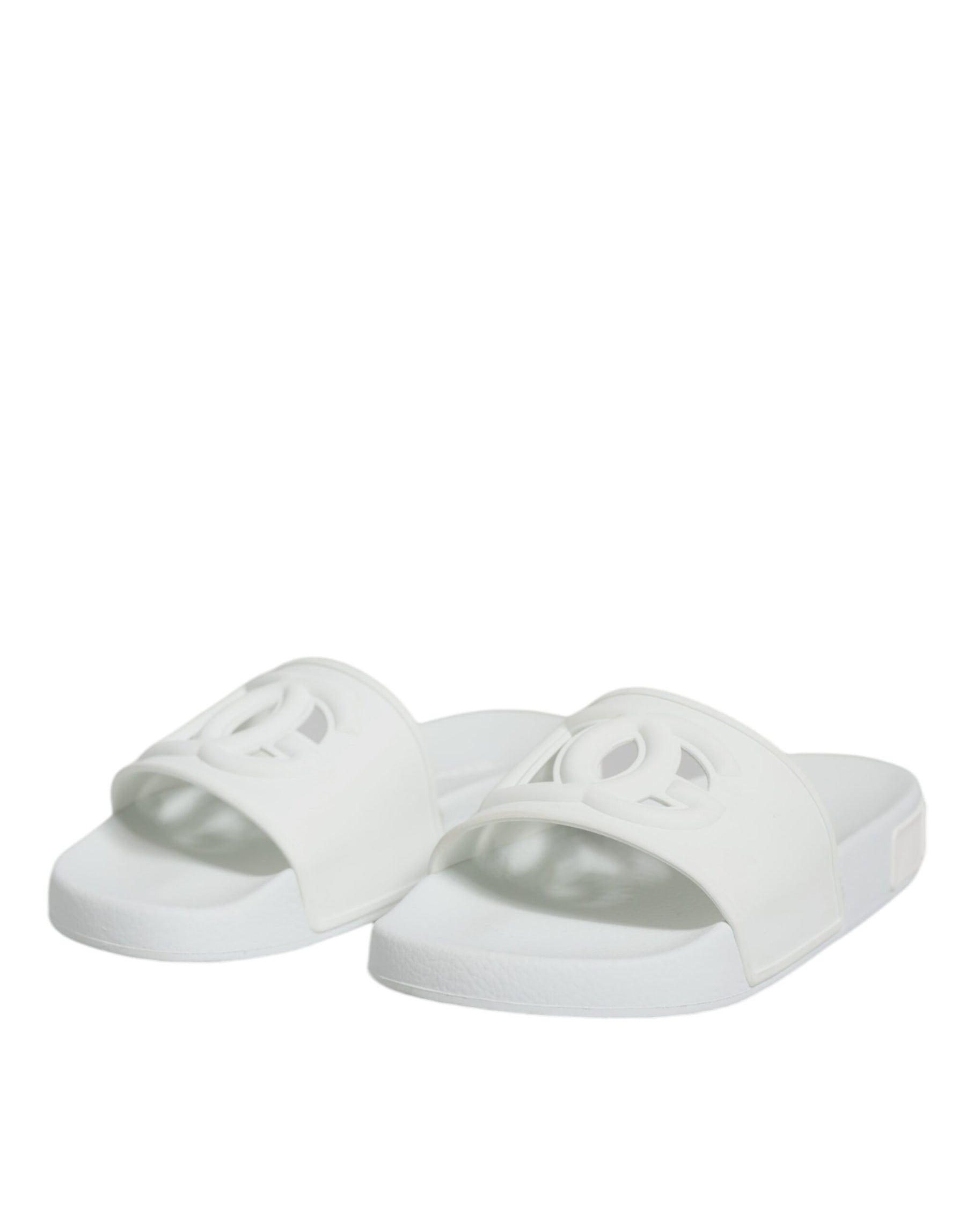 Dolce & Gabbana White Rubber Slides Sandals Beachwear Shoes | Regal Royce