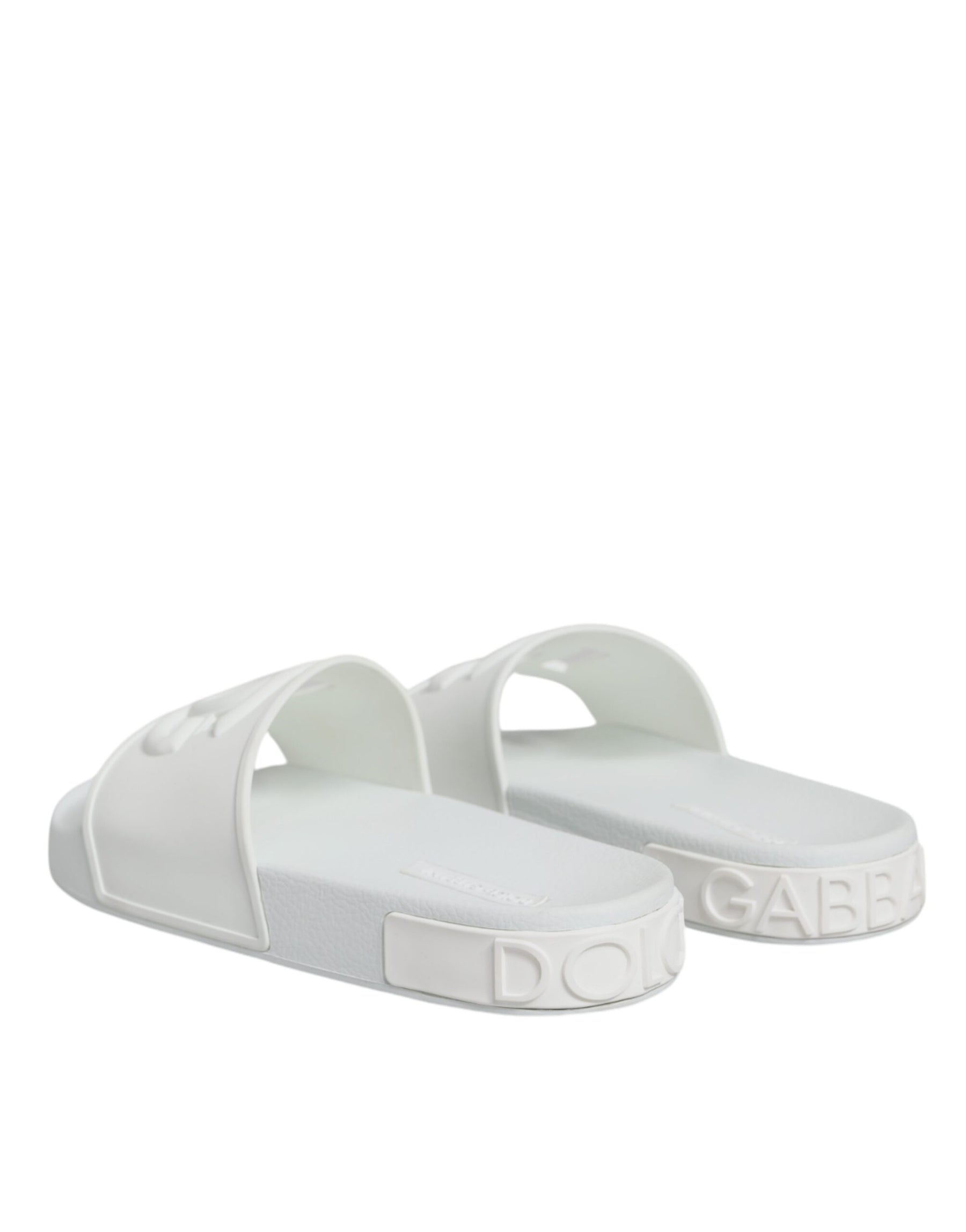 Dolce & Gabbana White Rubber Slides Sandals Beachwear Shoes | Regal Royce