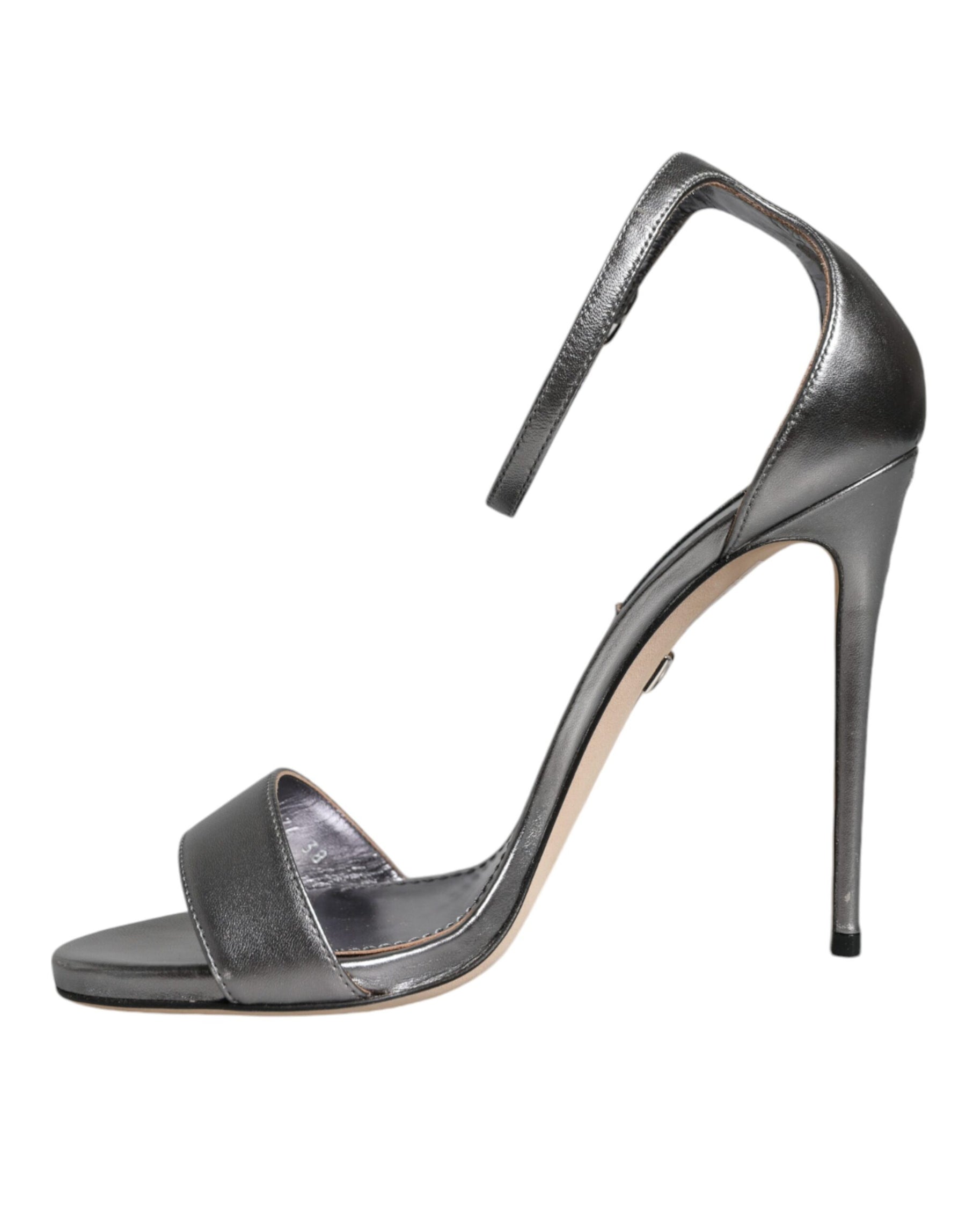 Dolce & Gabbana Silver KEIRA Heels Ankle Strap Sandals Shoes | Regal Royce