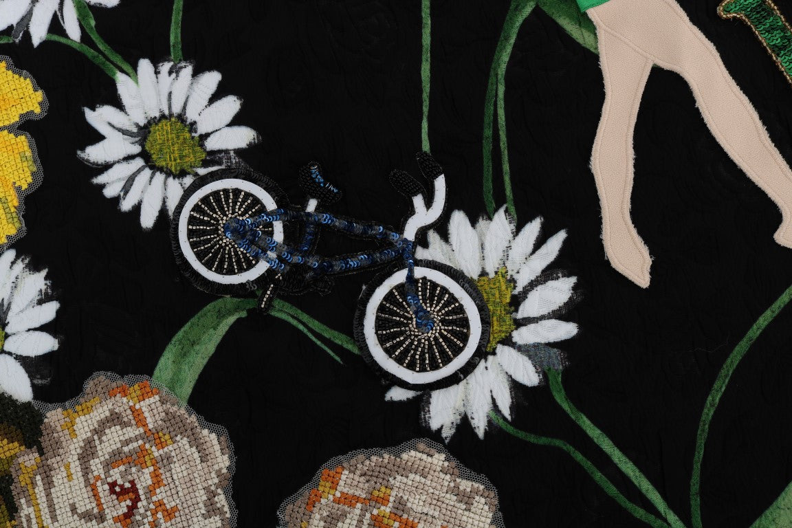 Dolce & Gabbana Black Embellished Daisy Brocade Skirt | Regal Royce
