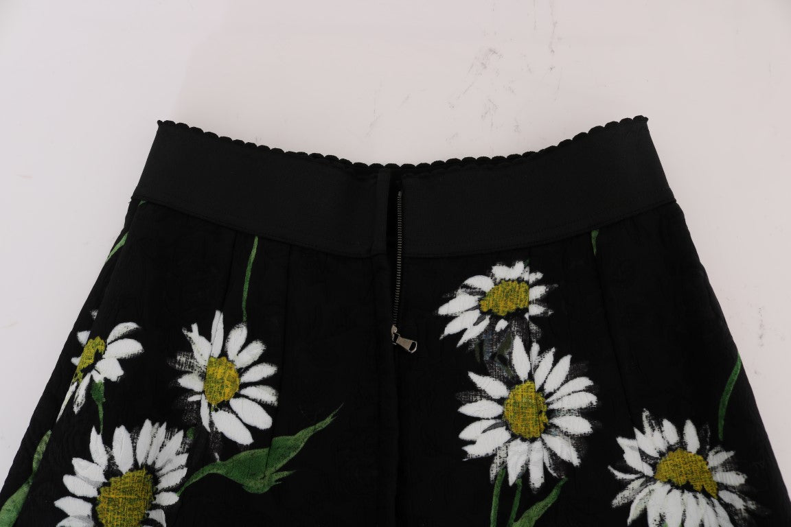 Dolce & Gabbana Black Embellished Daisy Brocade Skirt | Regal Royce