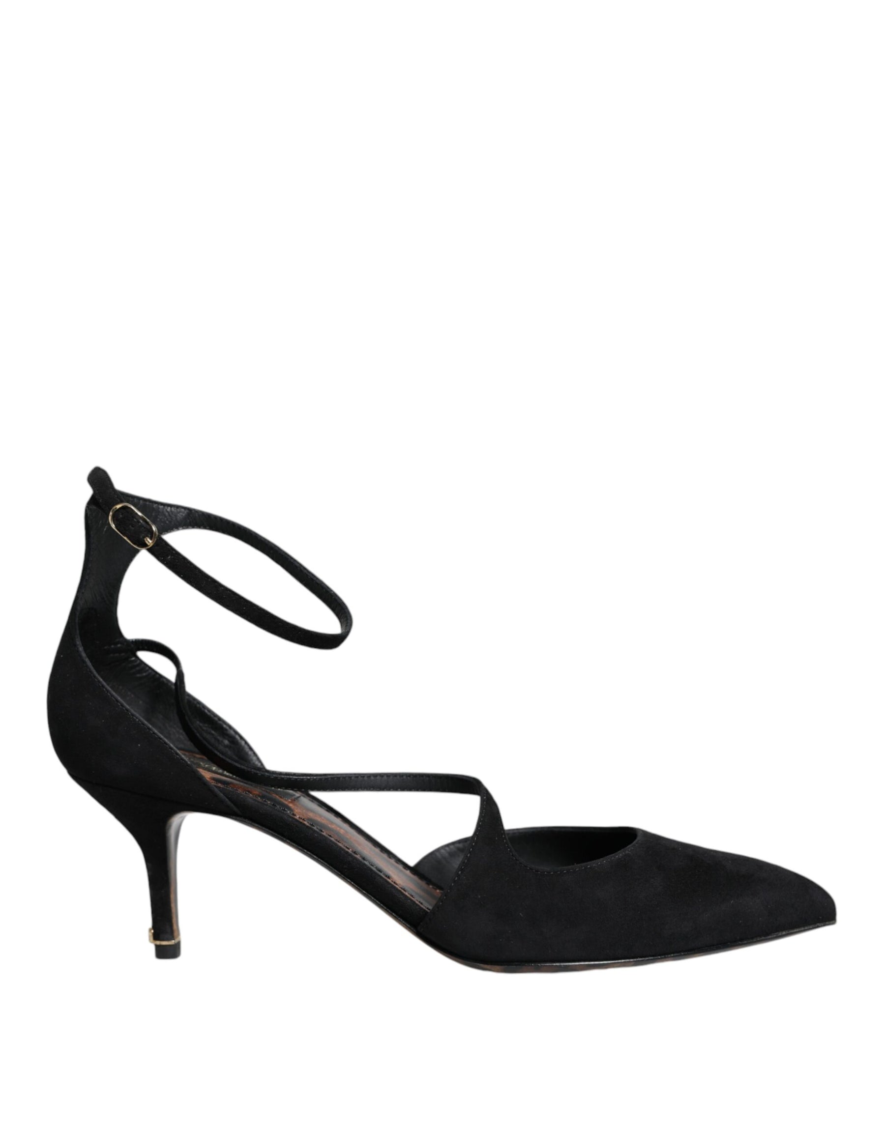 Dolce & Gabbana Black Suede Ankle Strap Heels Pumps Shoes | Regal Royce
