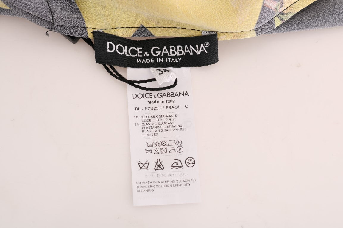Dolce & Gabbana Multicolor Lemon Silk Stretch T-Shirt | Regal Royce