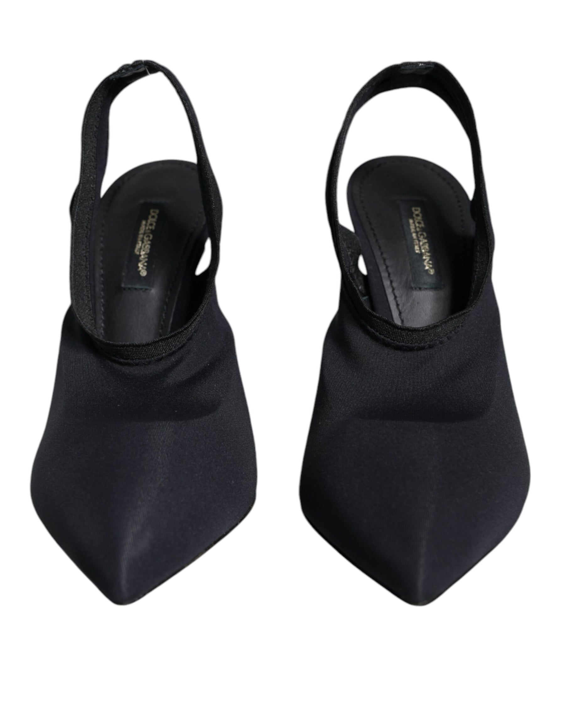 Dolce & Gabbana Black Jersey Stretch Heels Slingback Shoes | Regal Royce