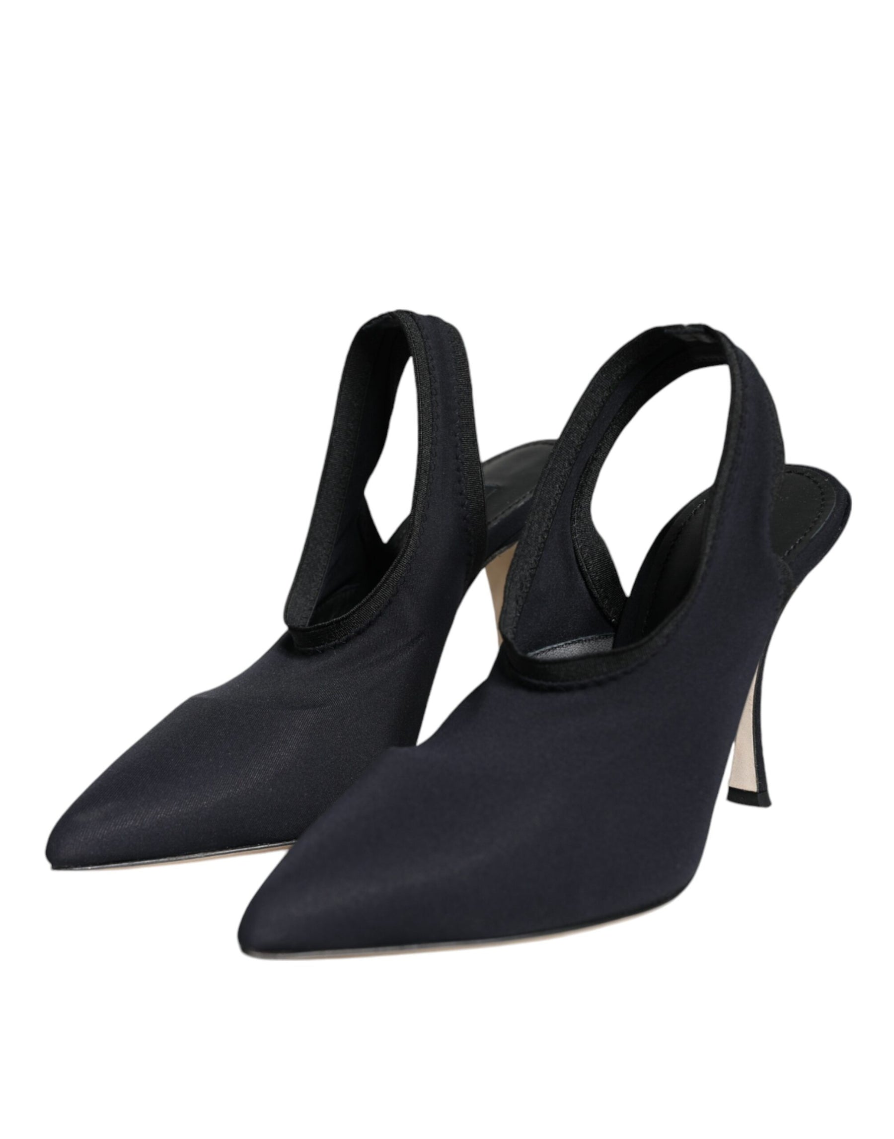 Dolce & Gabbana Black Jersey Stretch Heels Slingback Shoes | Regal Royce