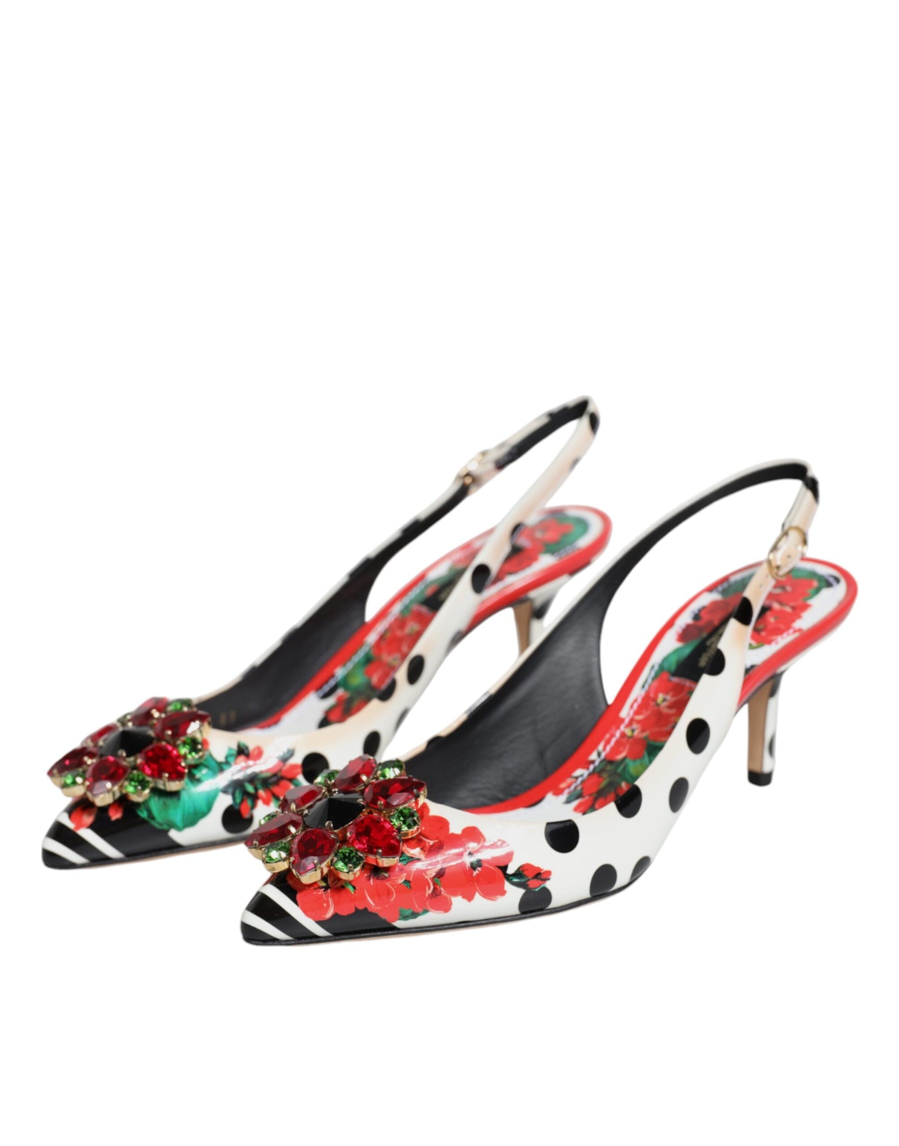 Dolce & Gabbana Multicolor Crystal Heels Slingback Shoes | Regal Royce