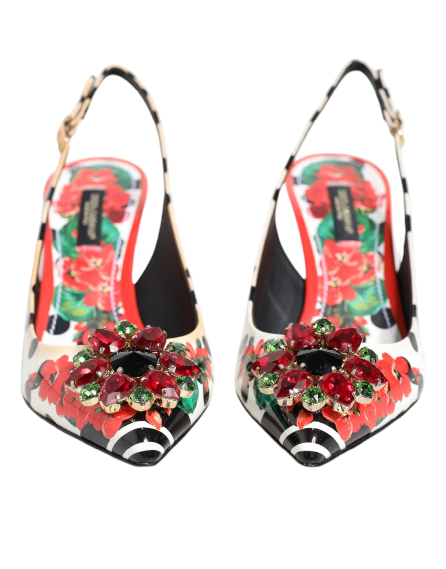 Dolce & Gabbana Multicolor Crystal Heels Slingback Shoes | Regal Royce