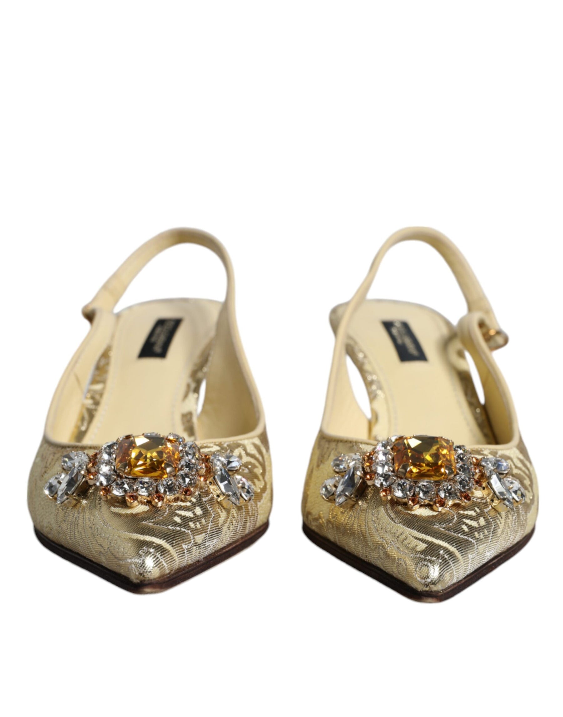 Dolce & Gabbana Gold Crystal Pumps Heels Slingbacks Shoes | Regal Royce