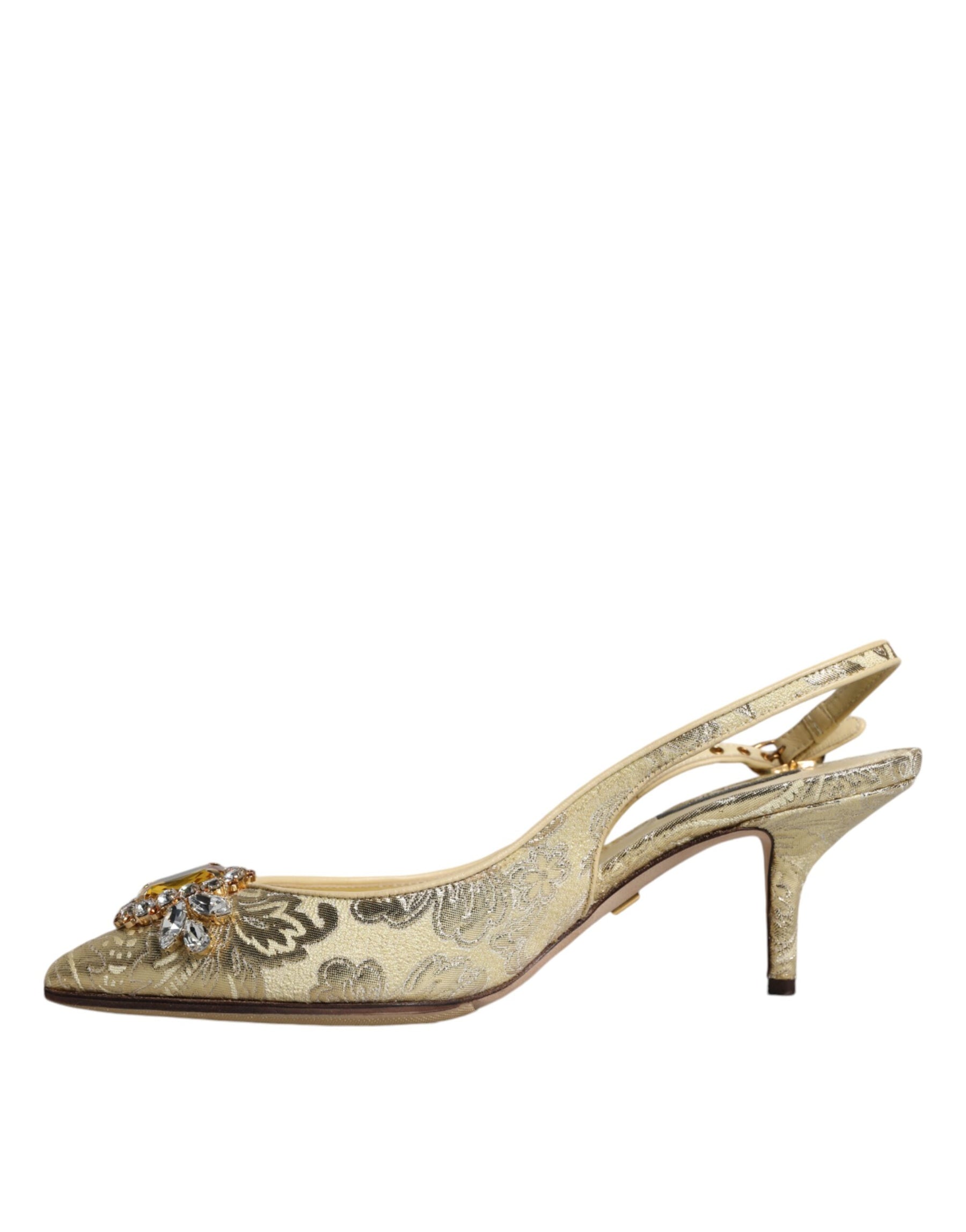 Dolce & Gabbana Gold Crystal Pumps Heels Slingbacks Shoes | Regal Royce