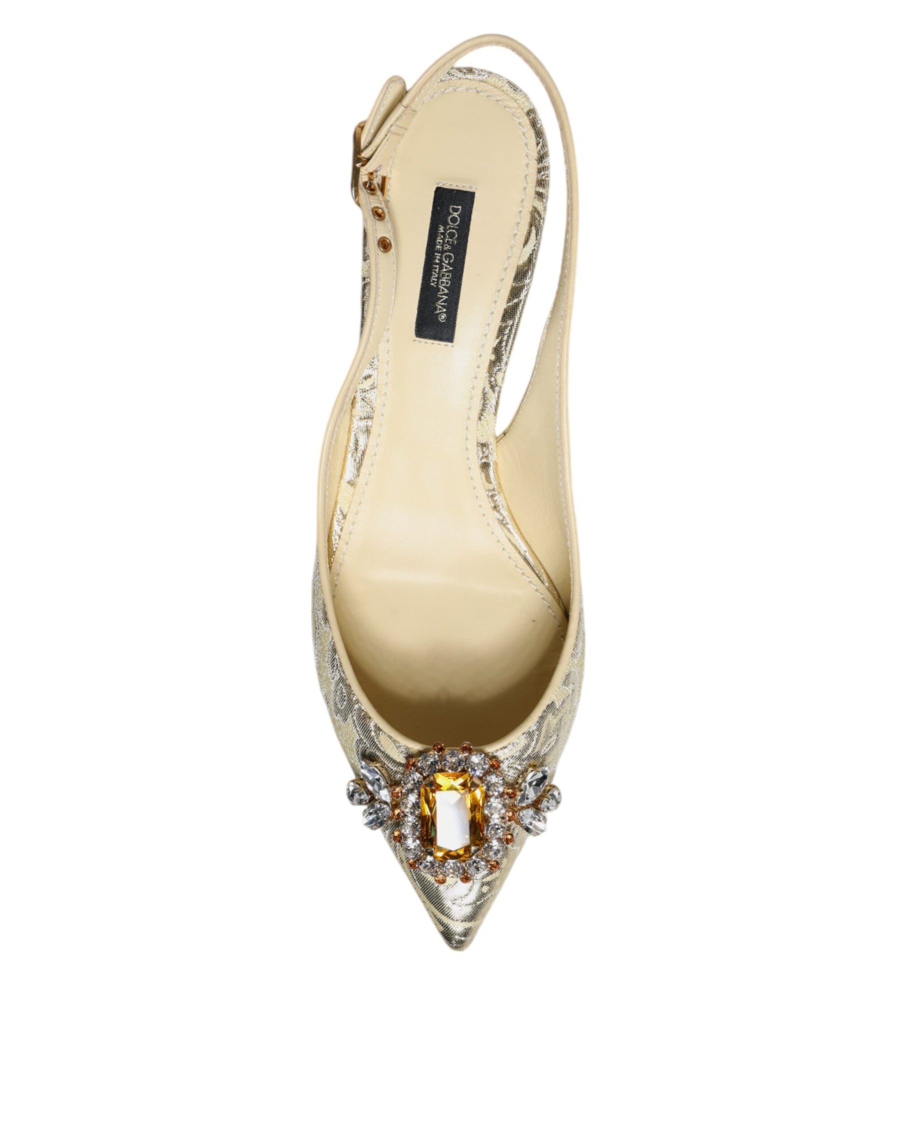 Dolce & Gabbana Gold Crystal Pumps Heels Slingbacks Shoes | Regal Royce