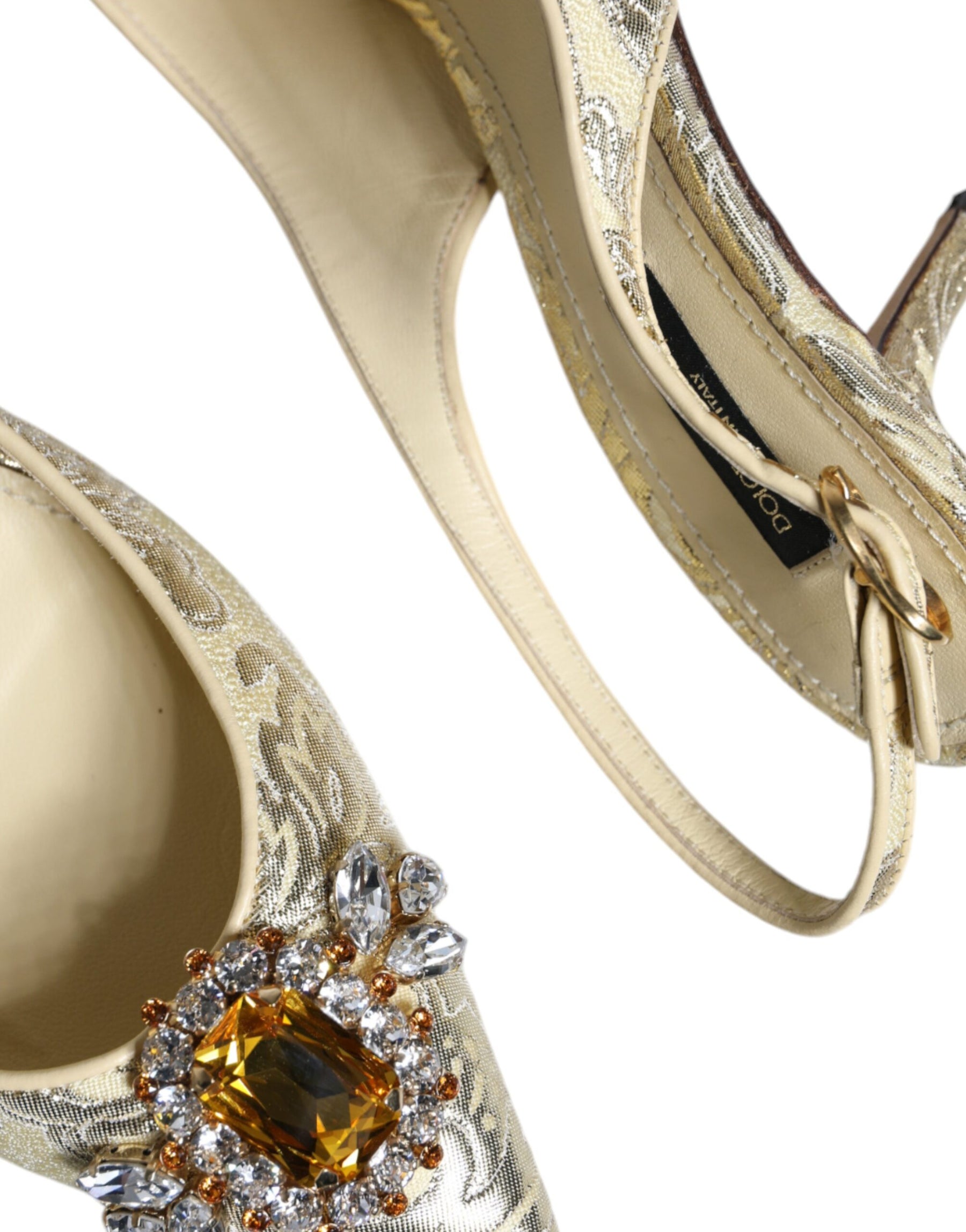 Dolce & Gabbana Gold Crystal Pumps Heels Slingbacks Shoes | Regal Royce