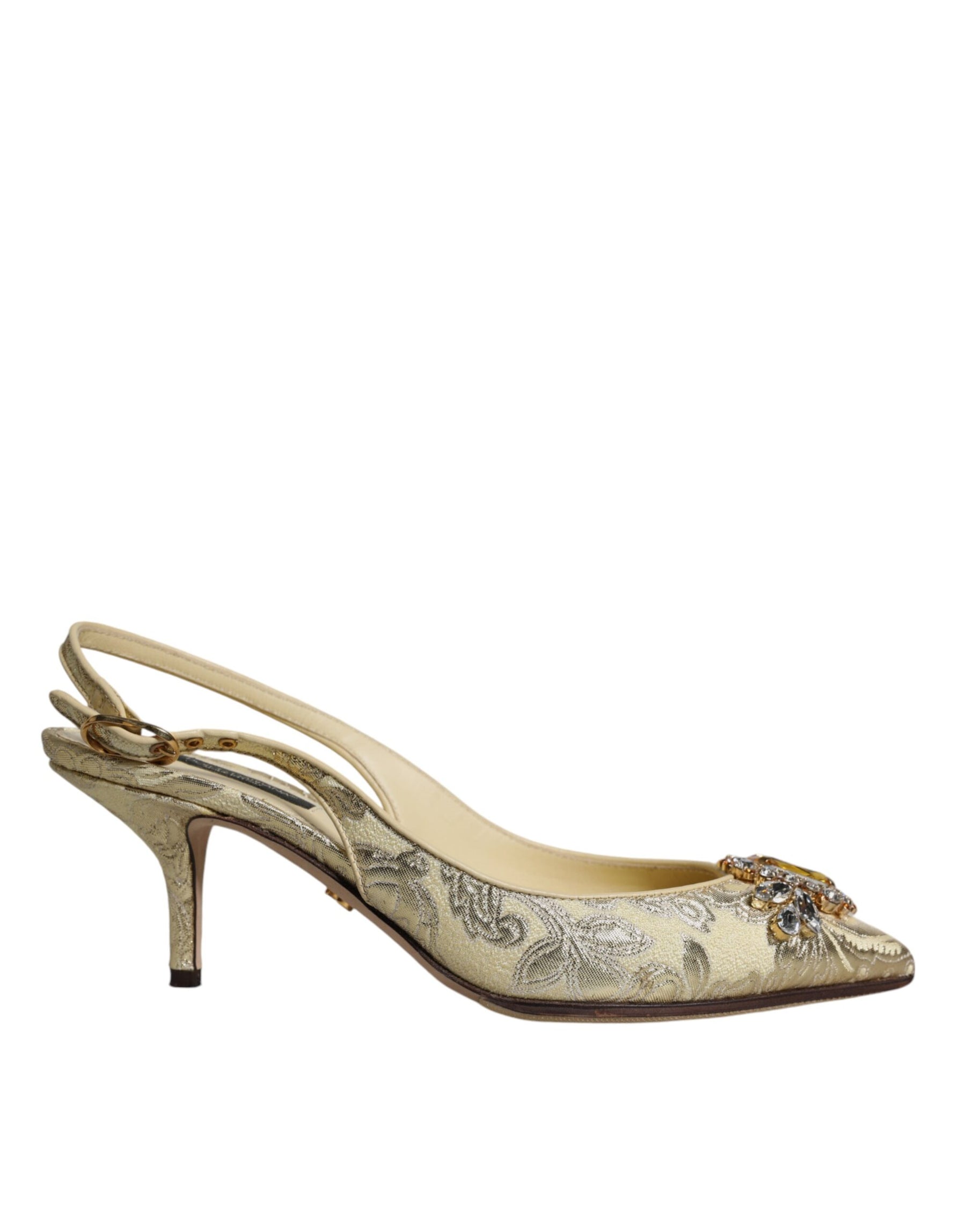 Dolce & Gabbana Gold Crystal Pumps Heels Slingbacks Shoes | Regal Royce