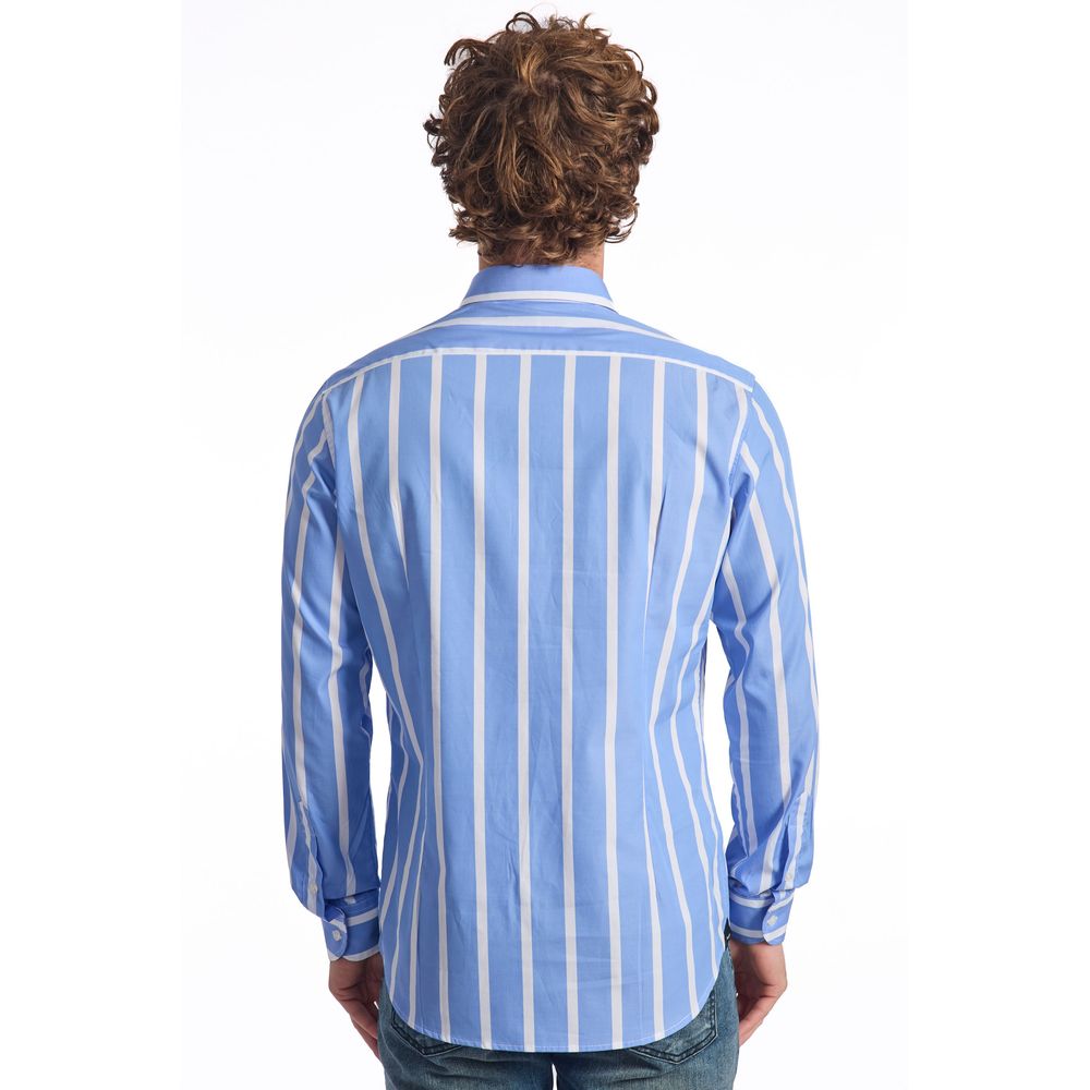 Baldinini Trend Light Blue Cotton Men Shirt | Regal Royce