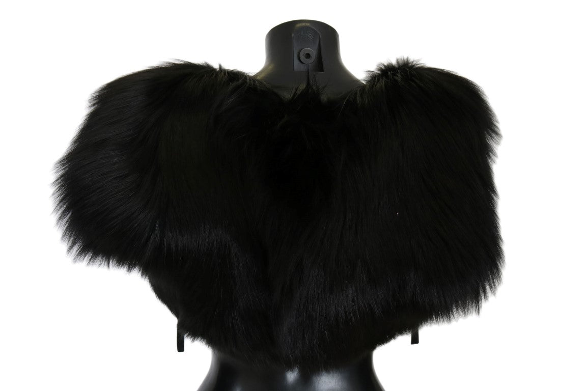 Dolce & Gabbana Black Silver Fox Fur Scarf | Regal Royce
