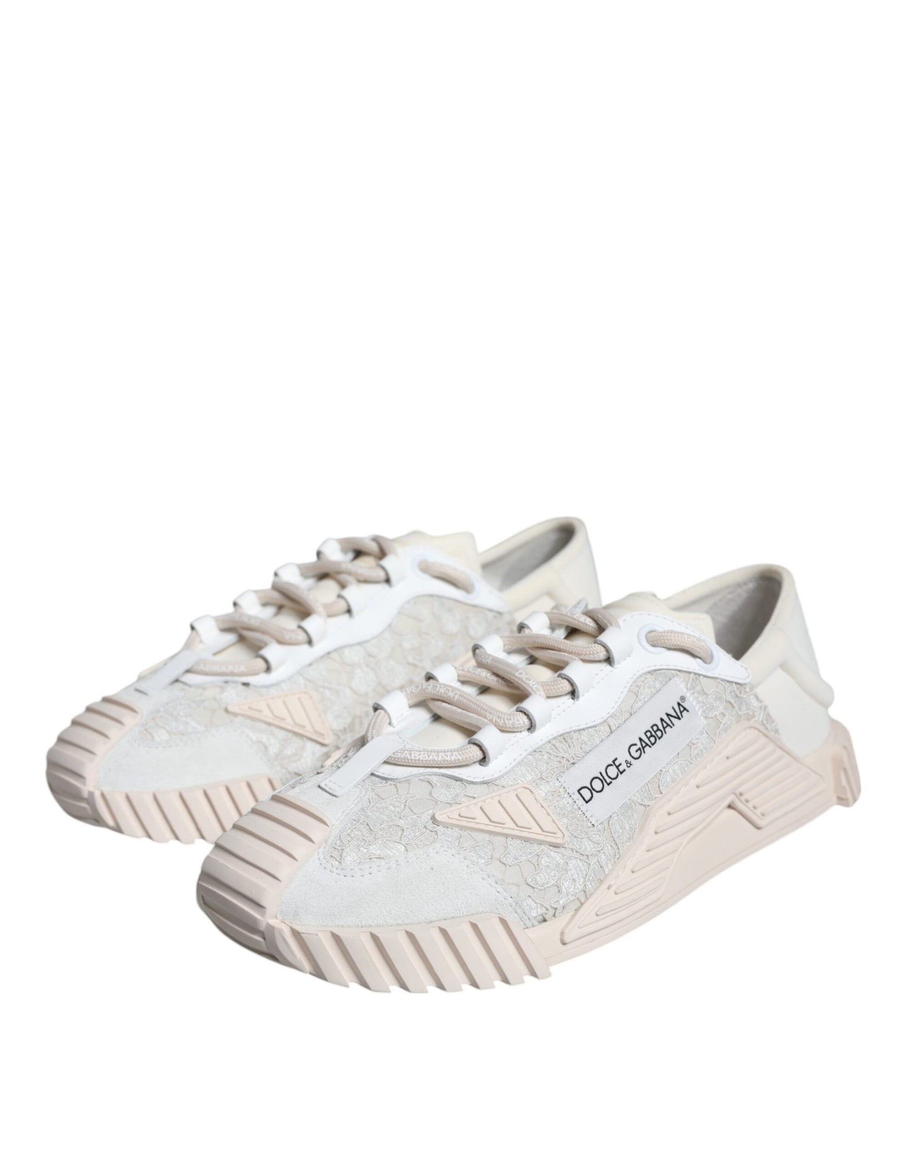 Dolce & Gabbana White Lace NS1 Low Top Sneaker Sports Shoes | Regal Royce