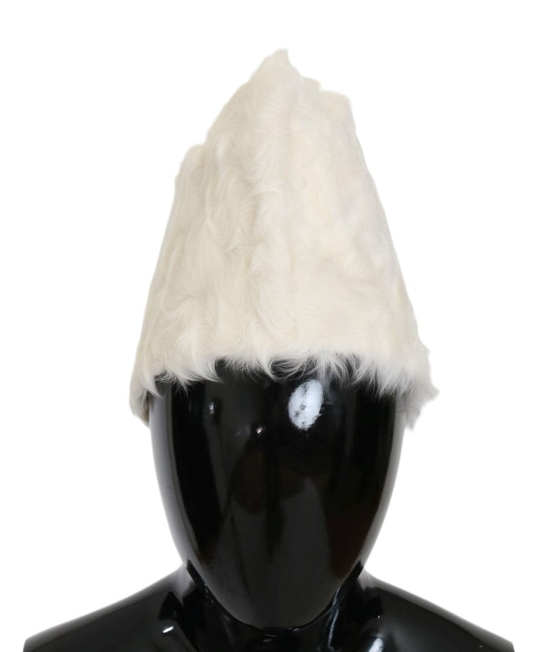 Dolce & Gabbana White Xiangao Lamb Fur Beanie | Regal Royce