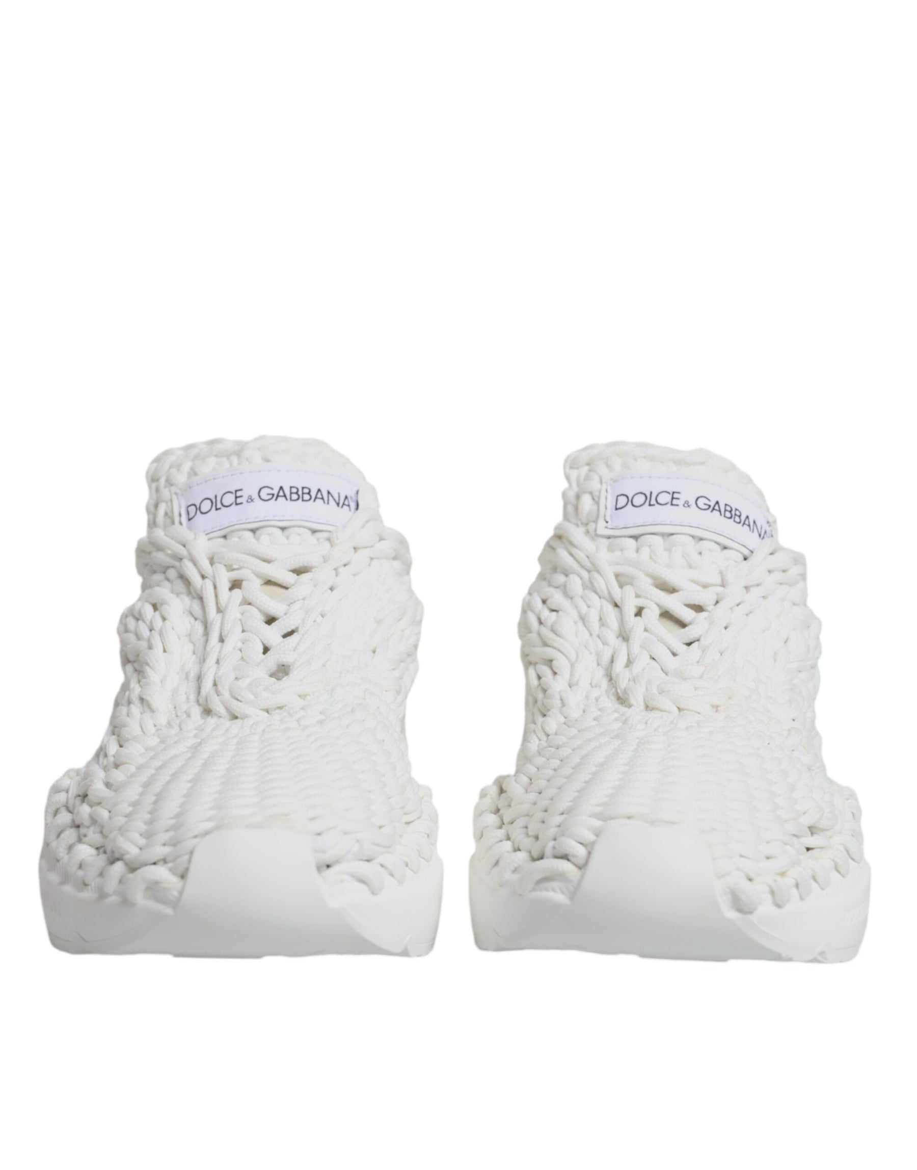 Dolce & Gabbana White Knitted Daymaster Sneakers Shoes | Regal Royce