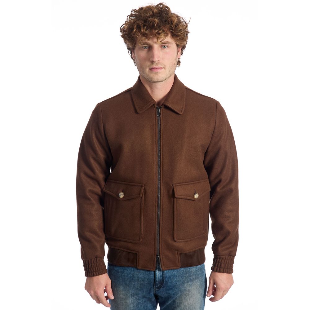 Roberto Pepe Luxury Brown Wool Men Jacket | Regal Royce