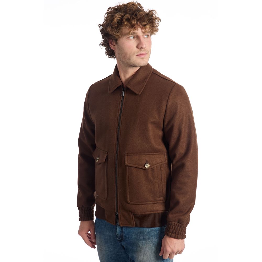 Roberto Pepe Luxury Brown Wool Men Jacket | Regal Royce