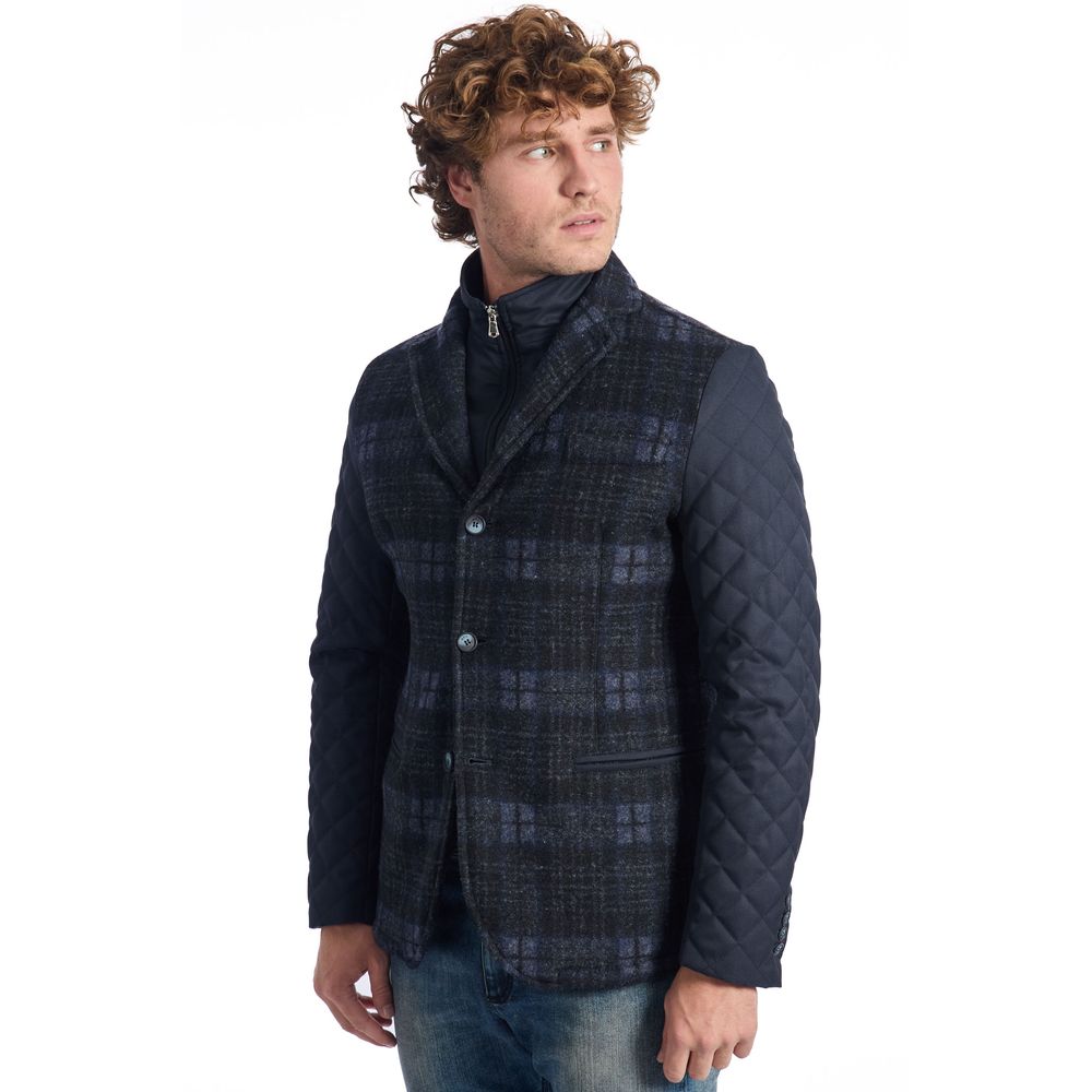 Roberto Pepe Luxury Blue Wool Men Jacket | Regal Royce