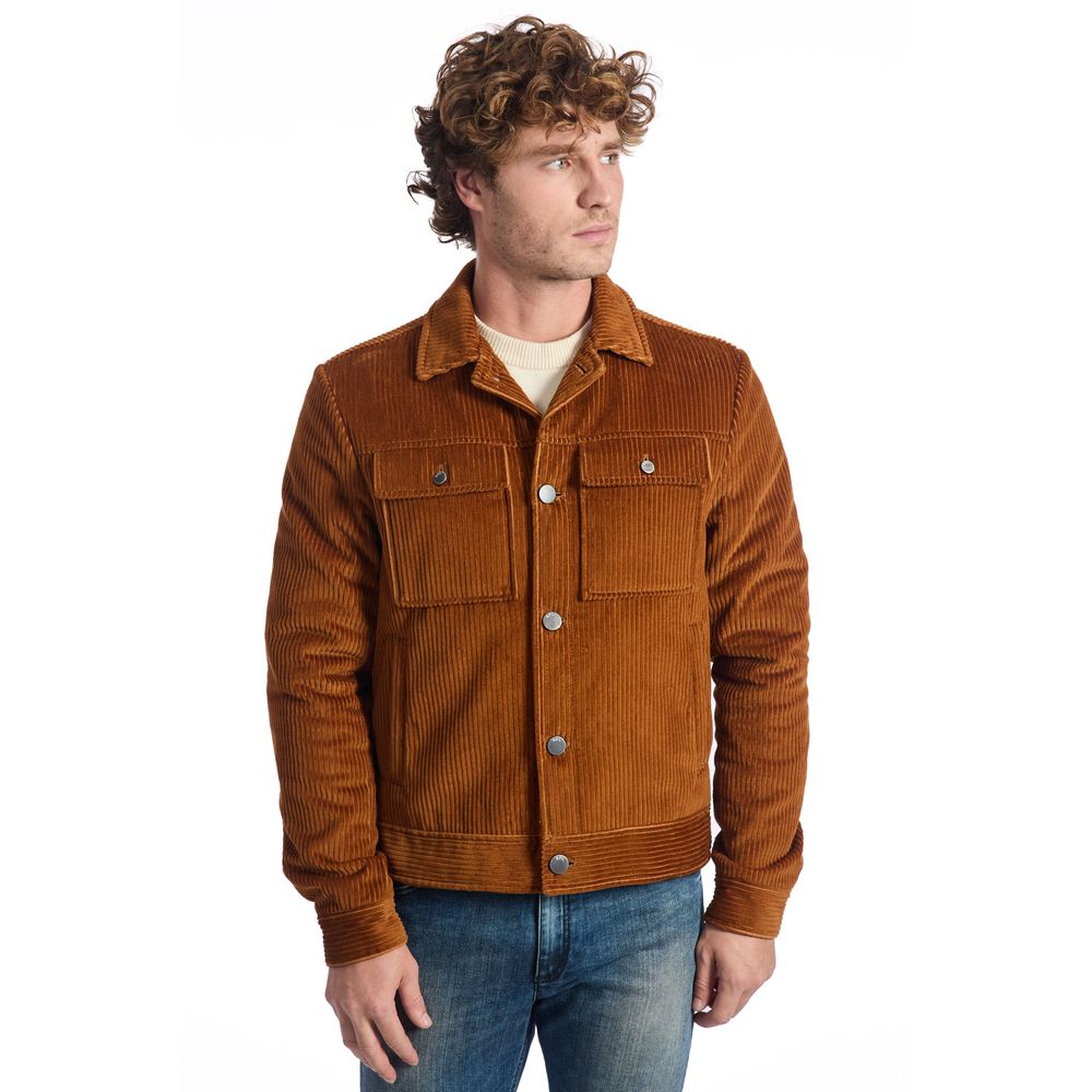 Roberto Pepe Luxury Brown Cotton Men Jacket | Regal Royce